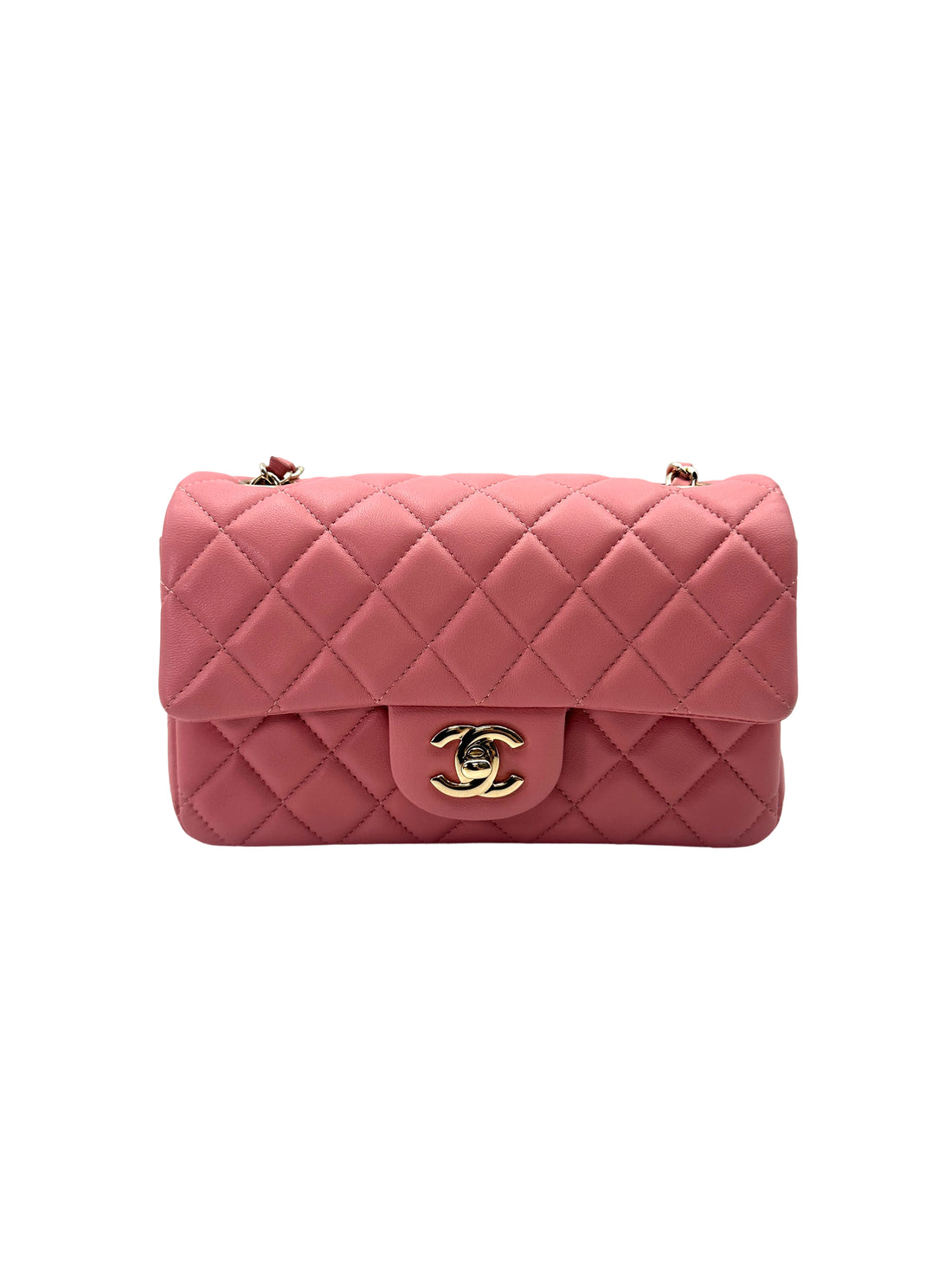 Chanel 17S Classic Flap Pink Quilted Leather Flap Bag With Gold Buckle(24***32) IRIS231