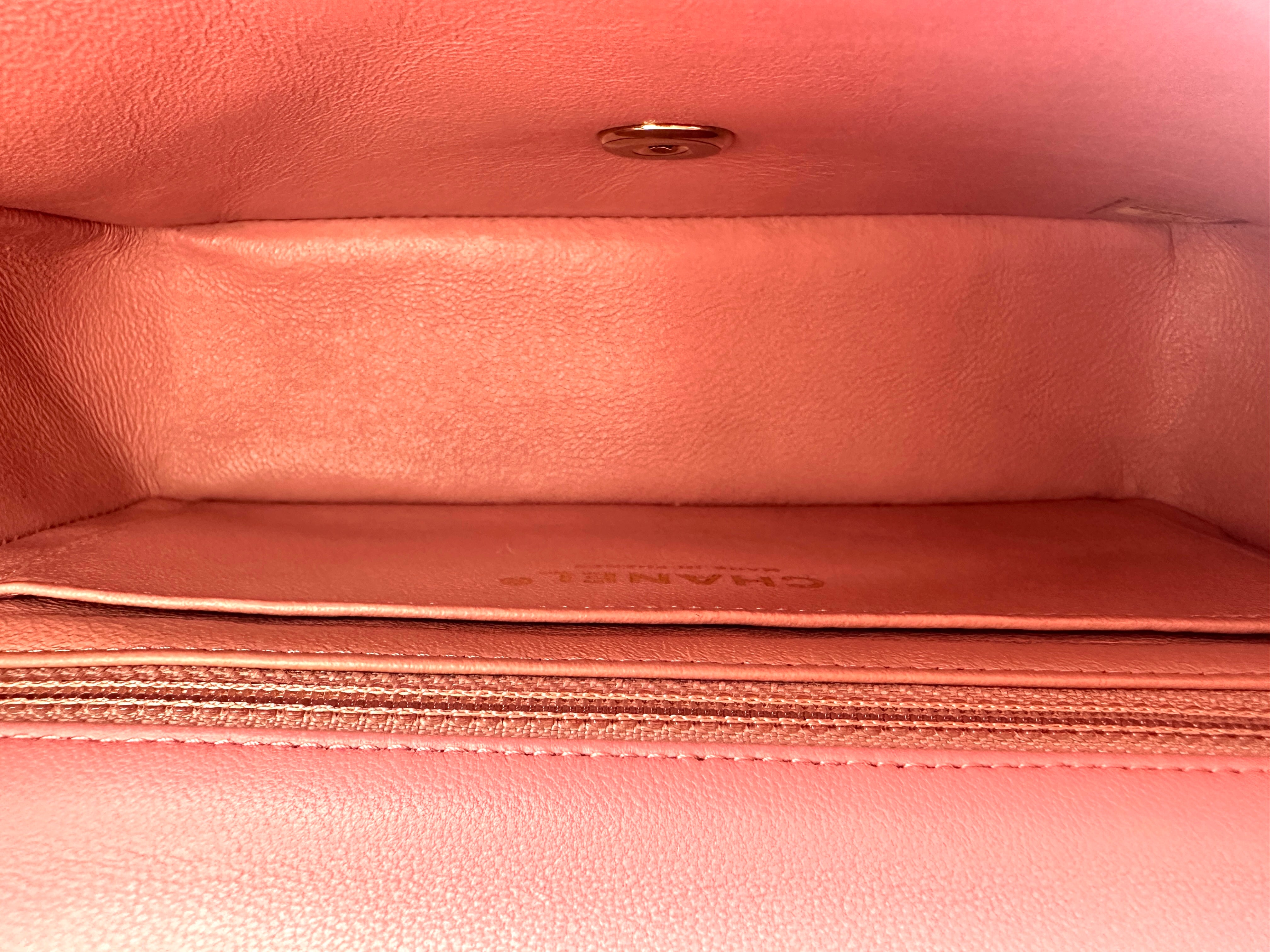 Chanel 17S Classic Flap Pink Quilted Leather Flap Bag With Gold Buckle(24***32) IRIS231