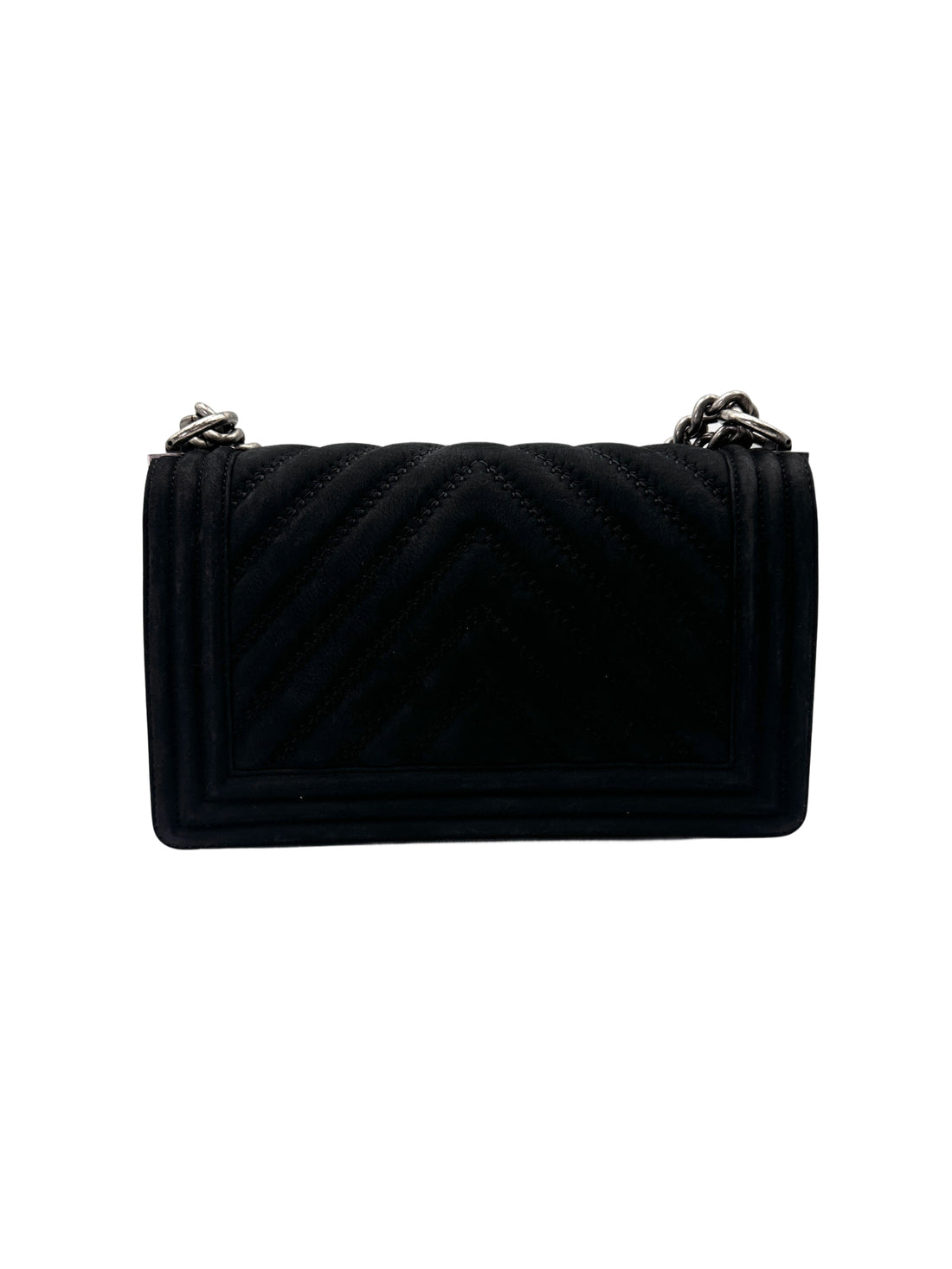 Chanel LeBoy Black Chevron Quilted Leather Medium Size Flap Bag(23***26) CC2004