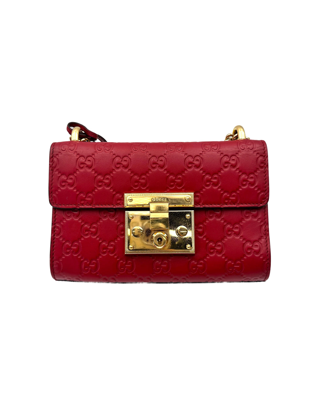 Gucci Padlock Red Guccissima Leather Shoulder Bag GG1090
