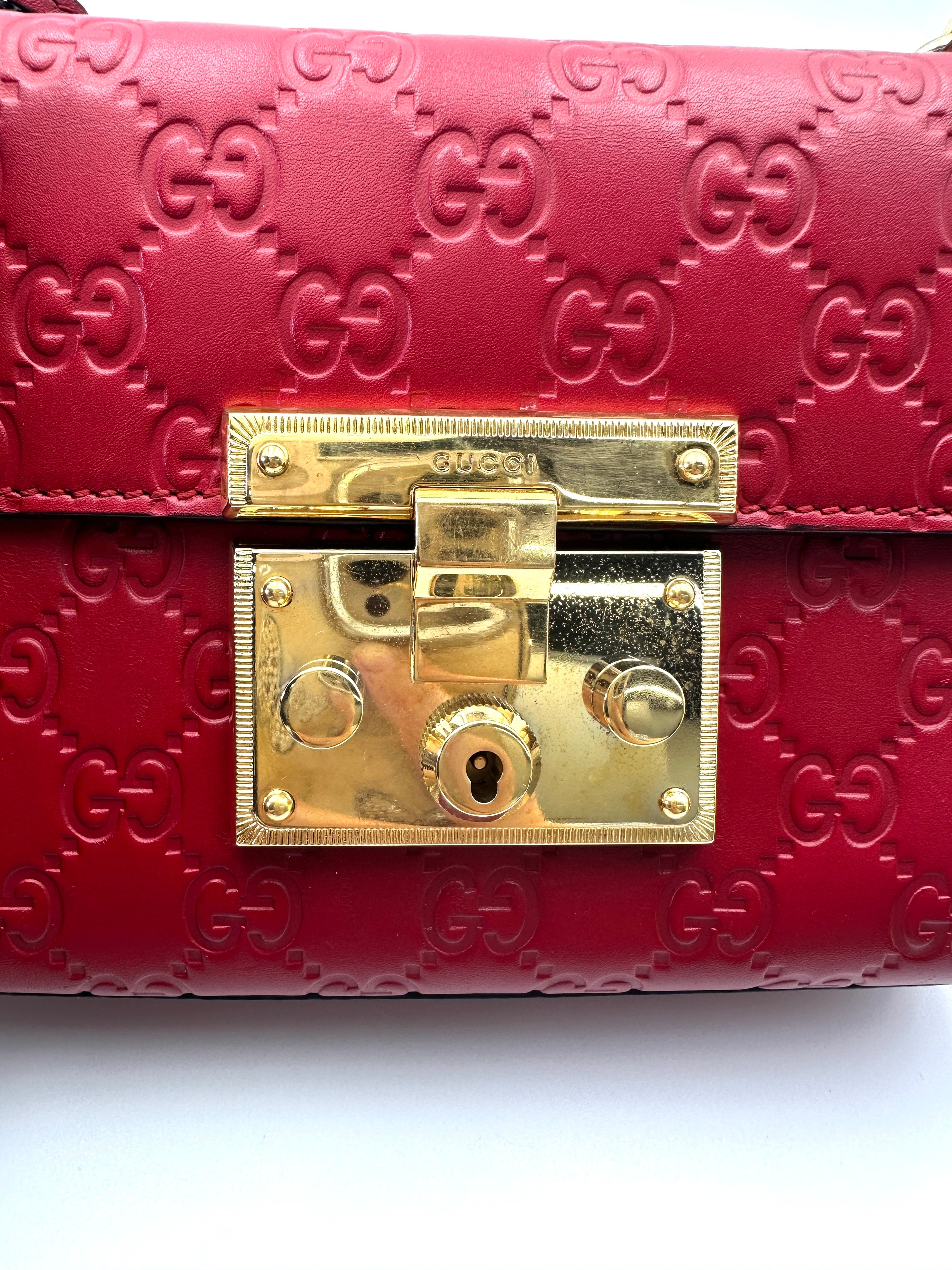 Gucci Padlock Red Guccissima Leather Shoulder Bag GG1090