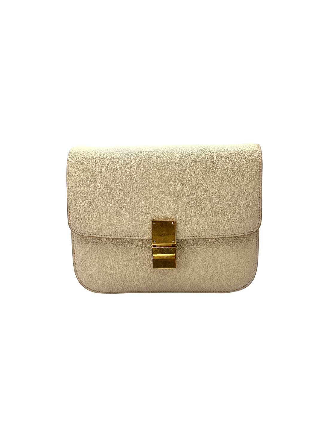 Celine Classic Box White Leather Shoulder Bag CE161