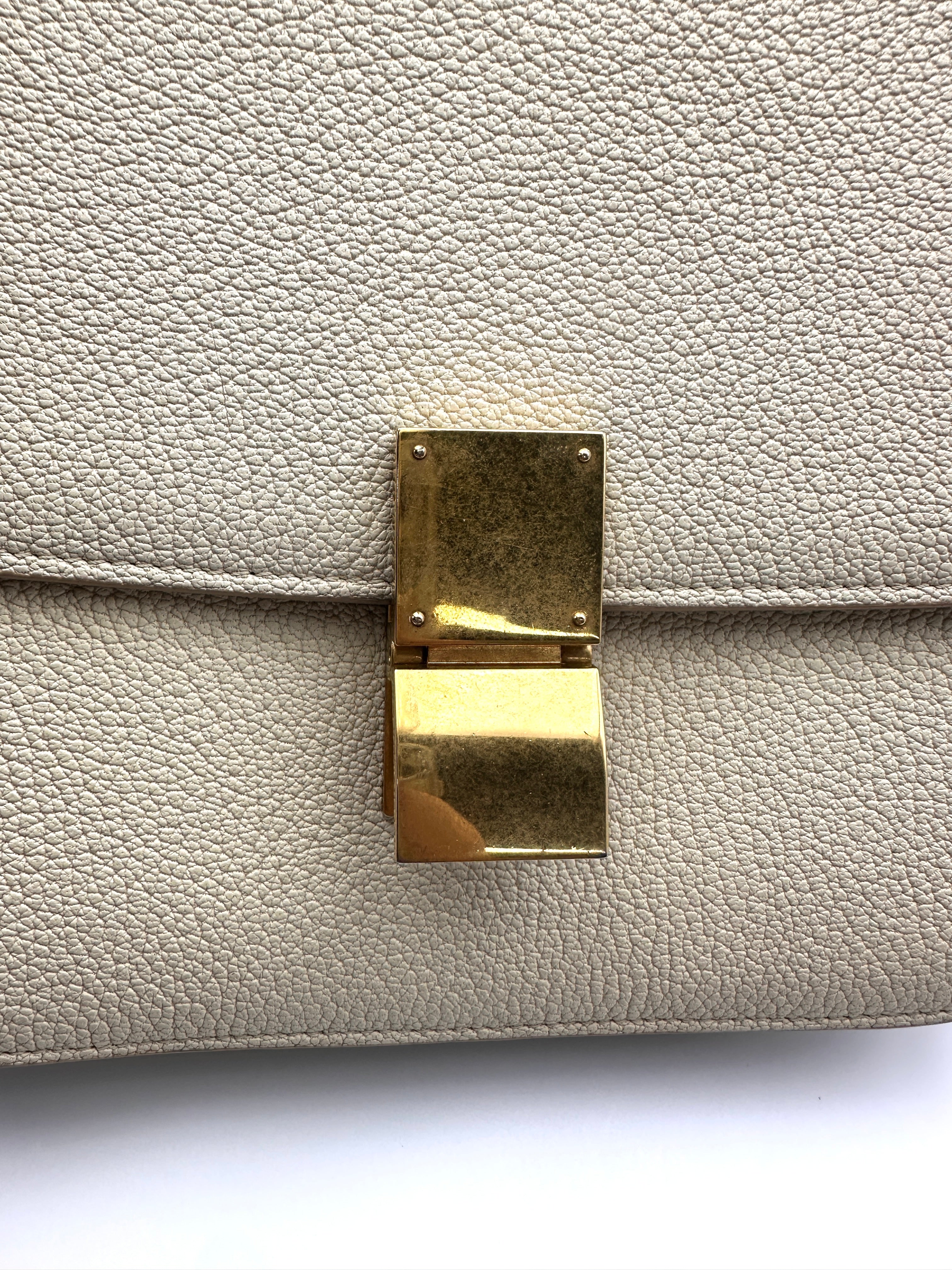 Celine Classic Box White Leather Shoulder Bag CE161