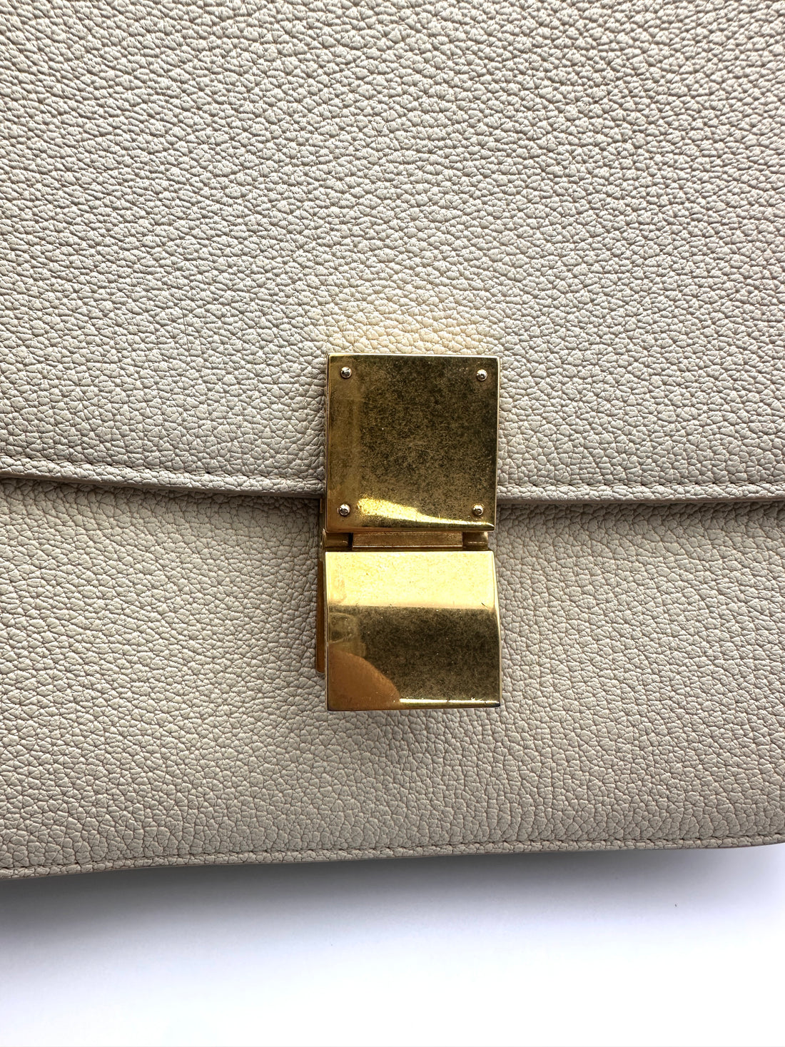 Celine Classic Box White Leather Shoulder Bag CE161