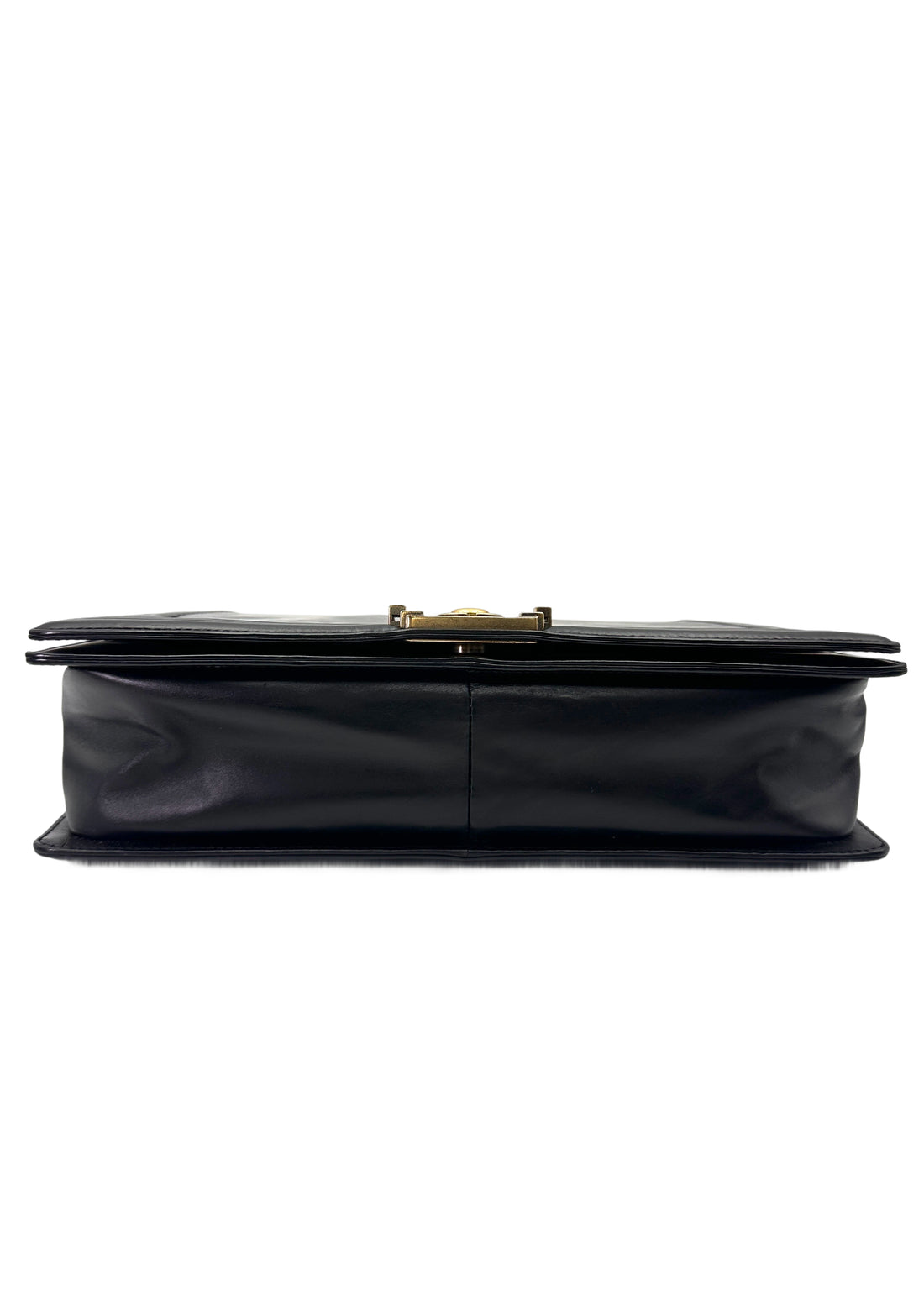 Chanel LeBoy Black Smooth Leather Flap Bag With Gold Buckle(15***98) CC2007