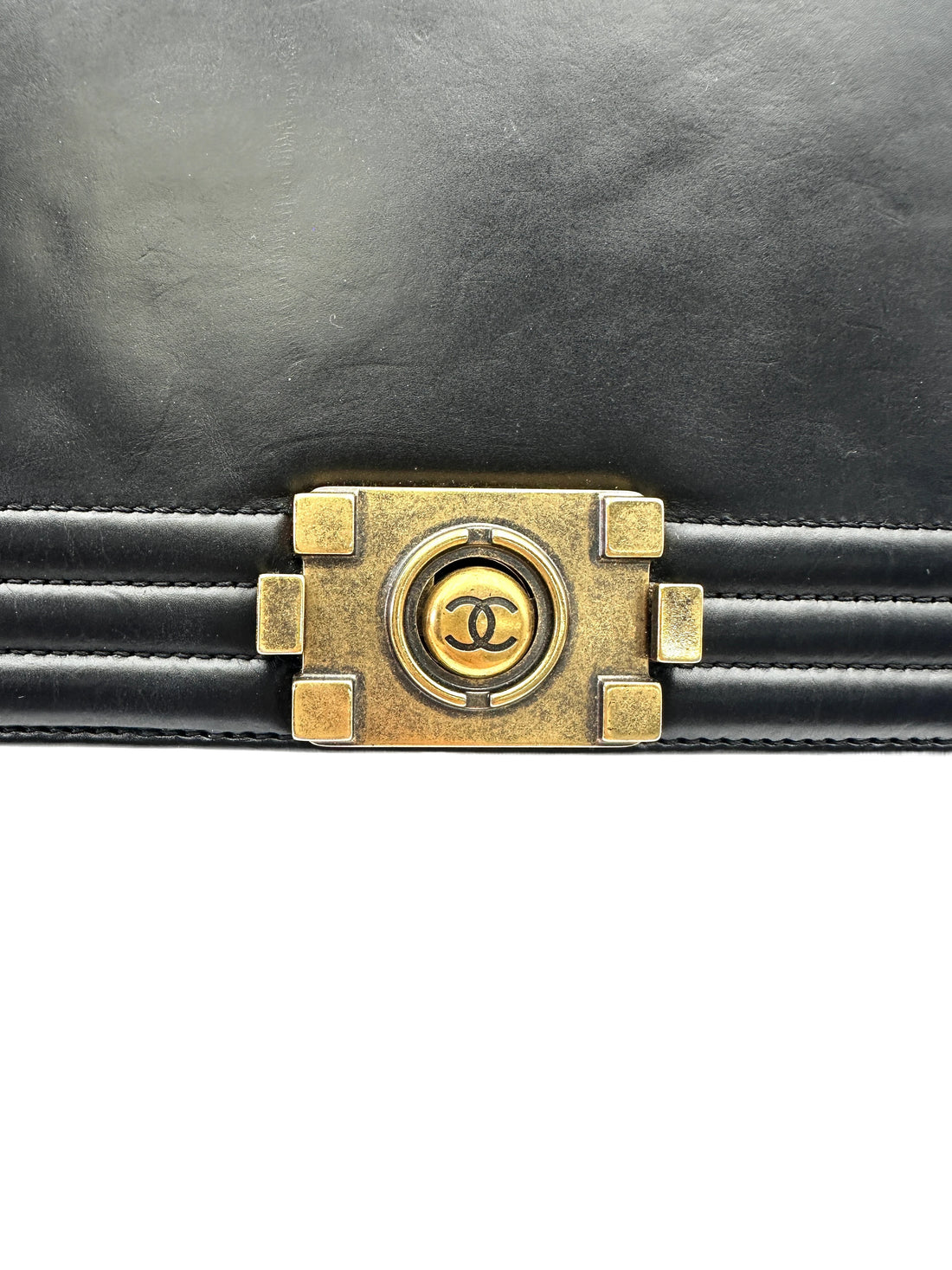 Chanel LeBoy Black Smooth Leather Flap Bag With Gold Buckle(15***98) CC2007