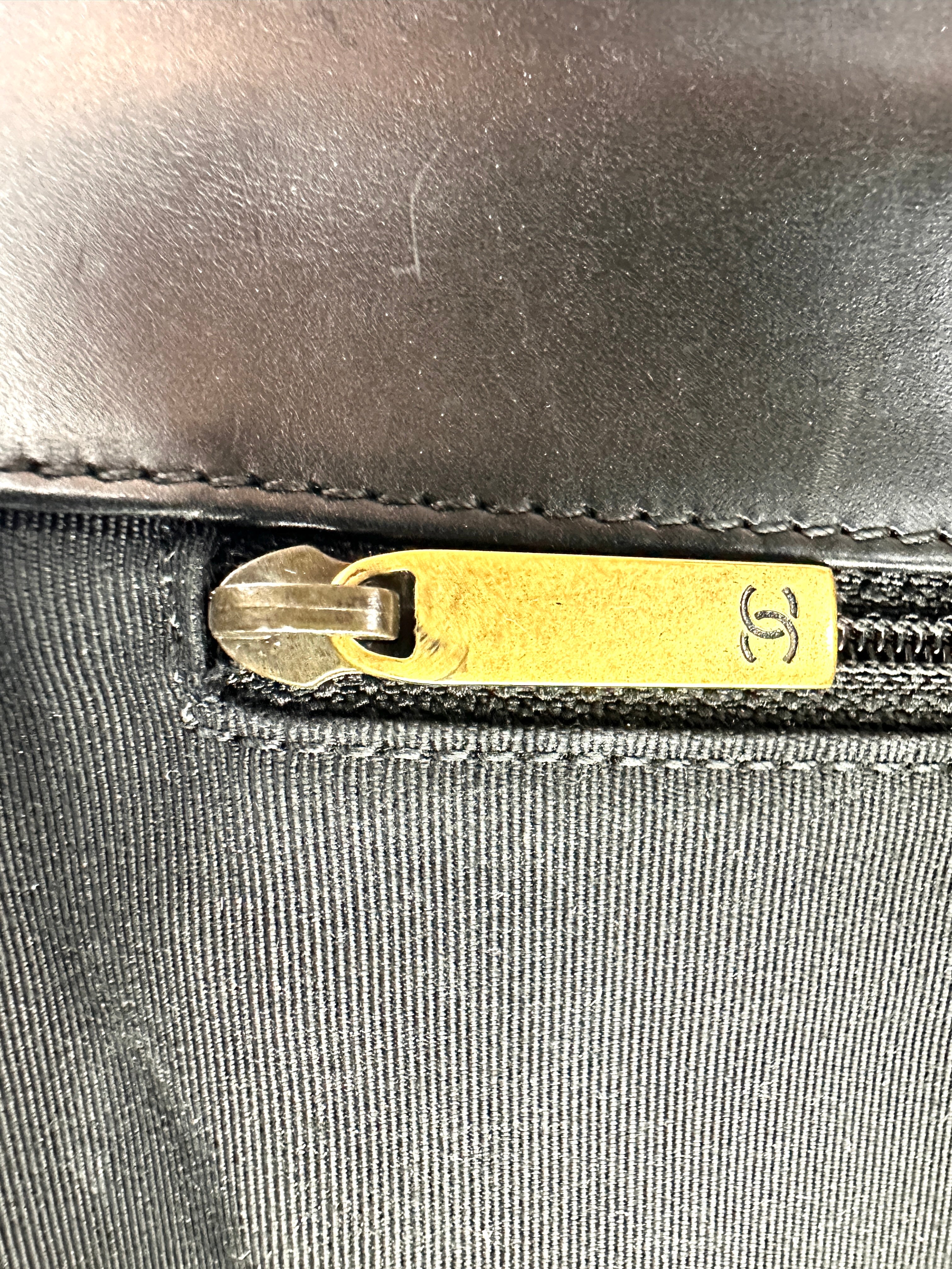Chanel LeBoy Black Smooth Leather Flap Bag With Gold Buckle(15***98) CC2007