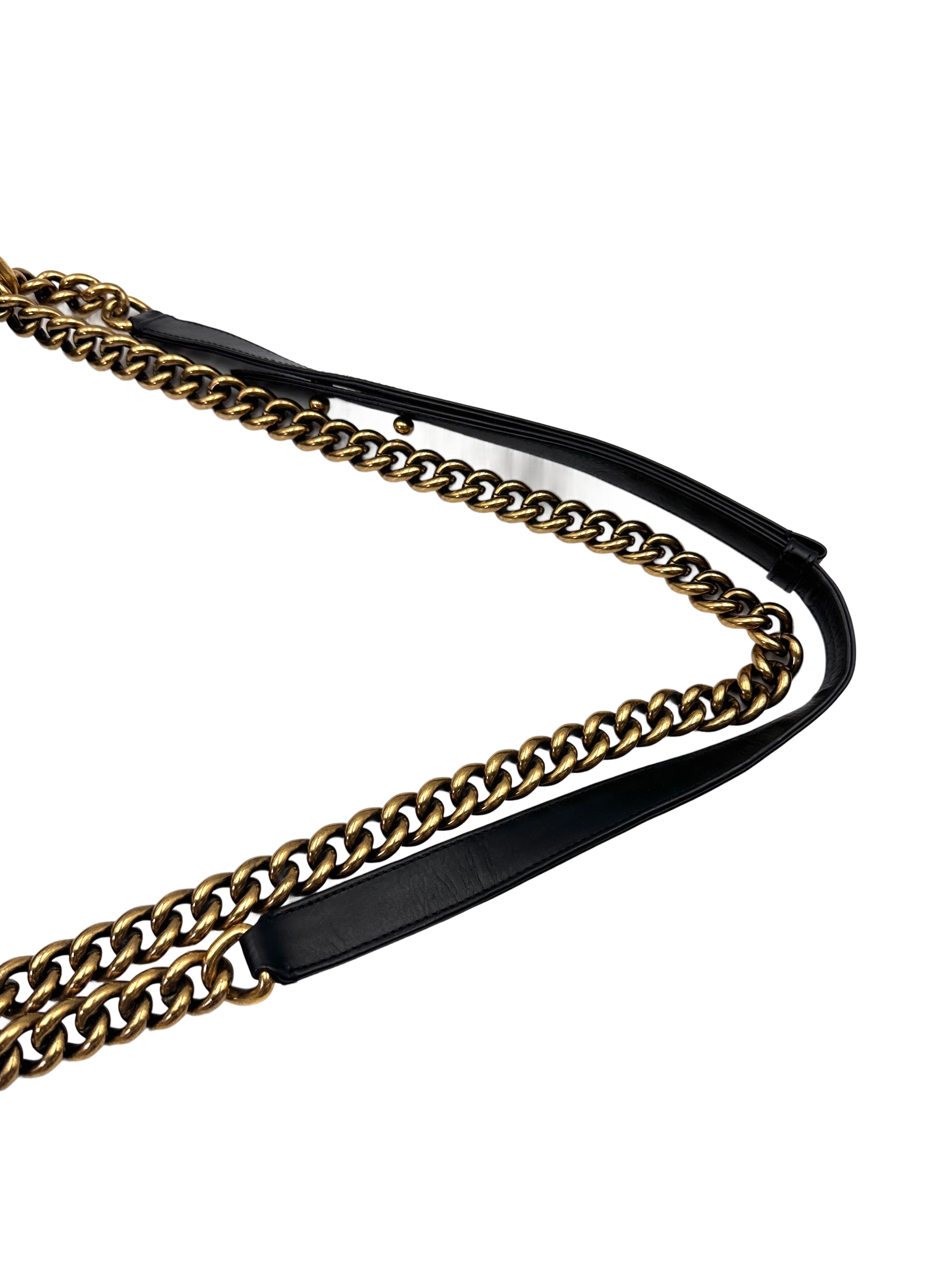 Chanel LeBoy Black Smooth Leather Flap Bag With Gold Buckle(15***98) CC2007