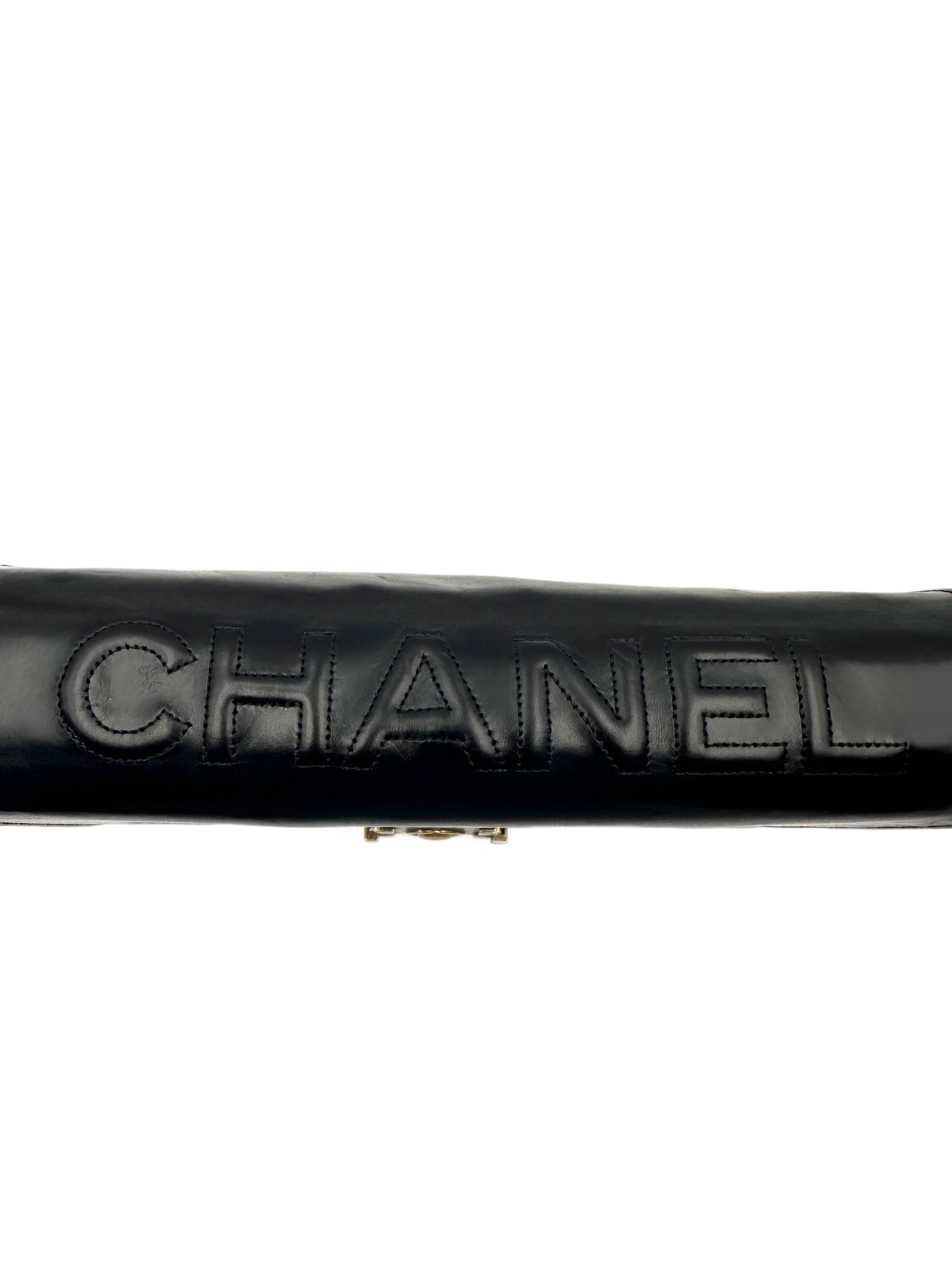Chanel LeBoy Black Smooth Leather Flap Bag With Gold Buckle(15***98) CC2007