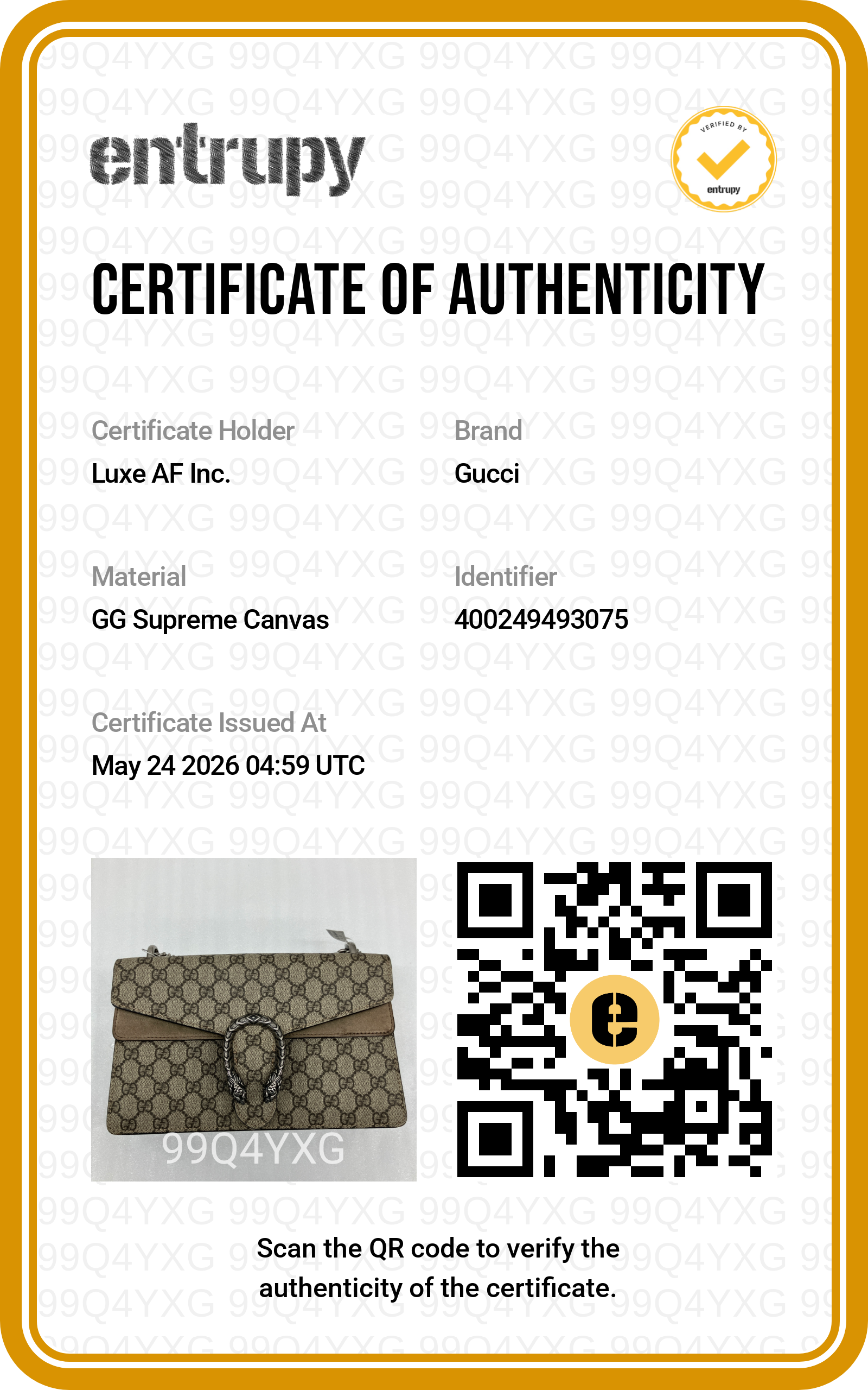 Gucci Dionysus GG Supreme Canvas Medium Size Shoulder Bag GG1083