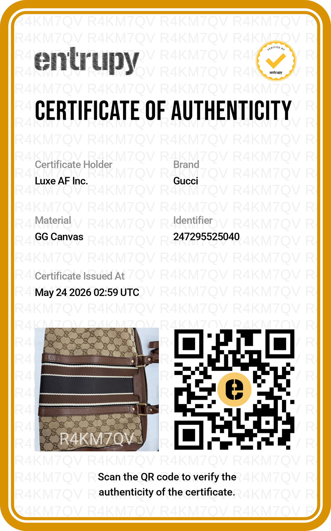 Gucci GG Canvas Boston Bag With Brown Stripe GG1130