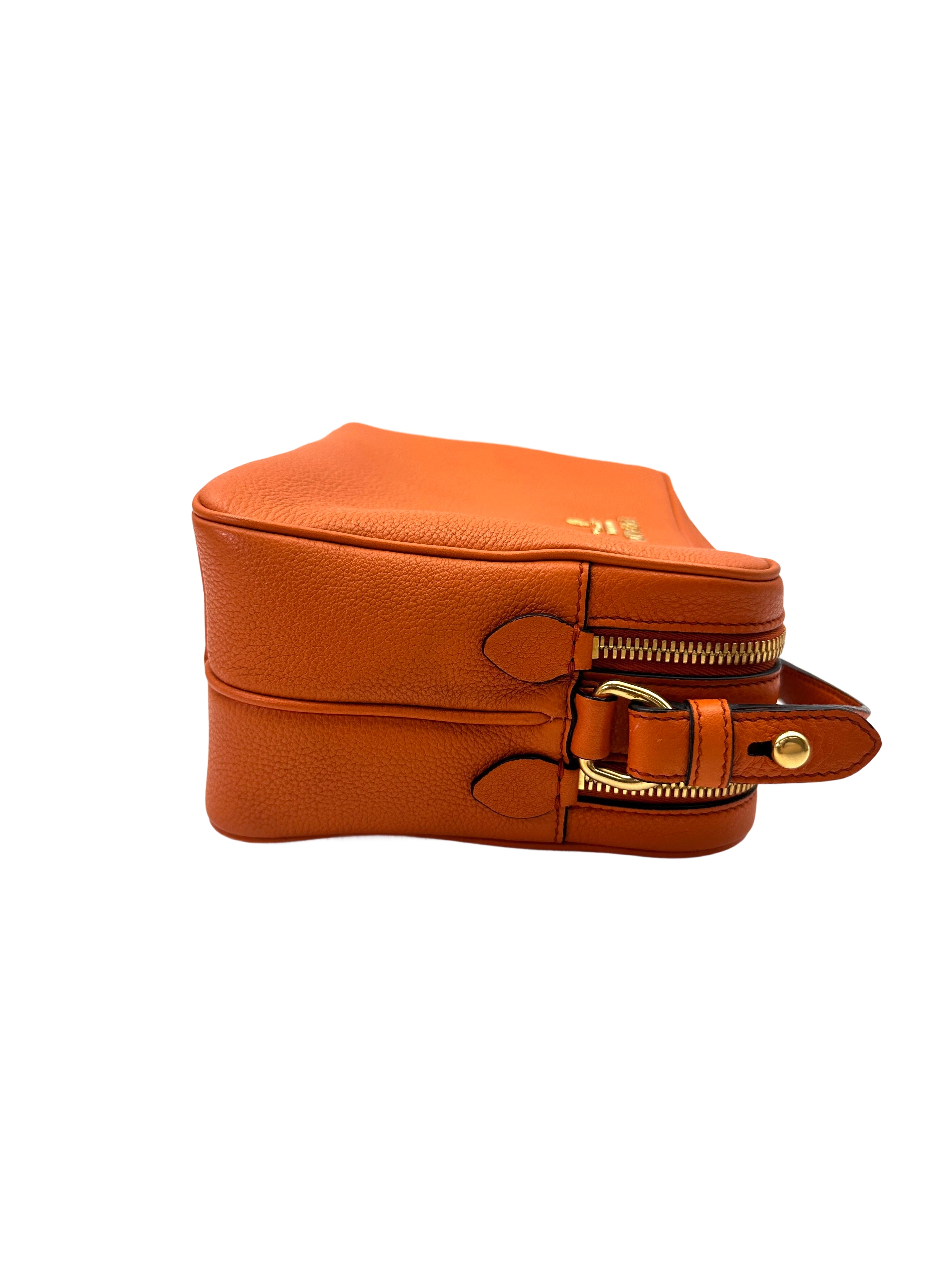 Prada Orange Saffiano Leather Camera Bag PR377