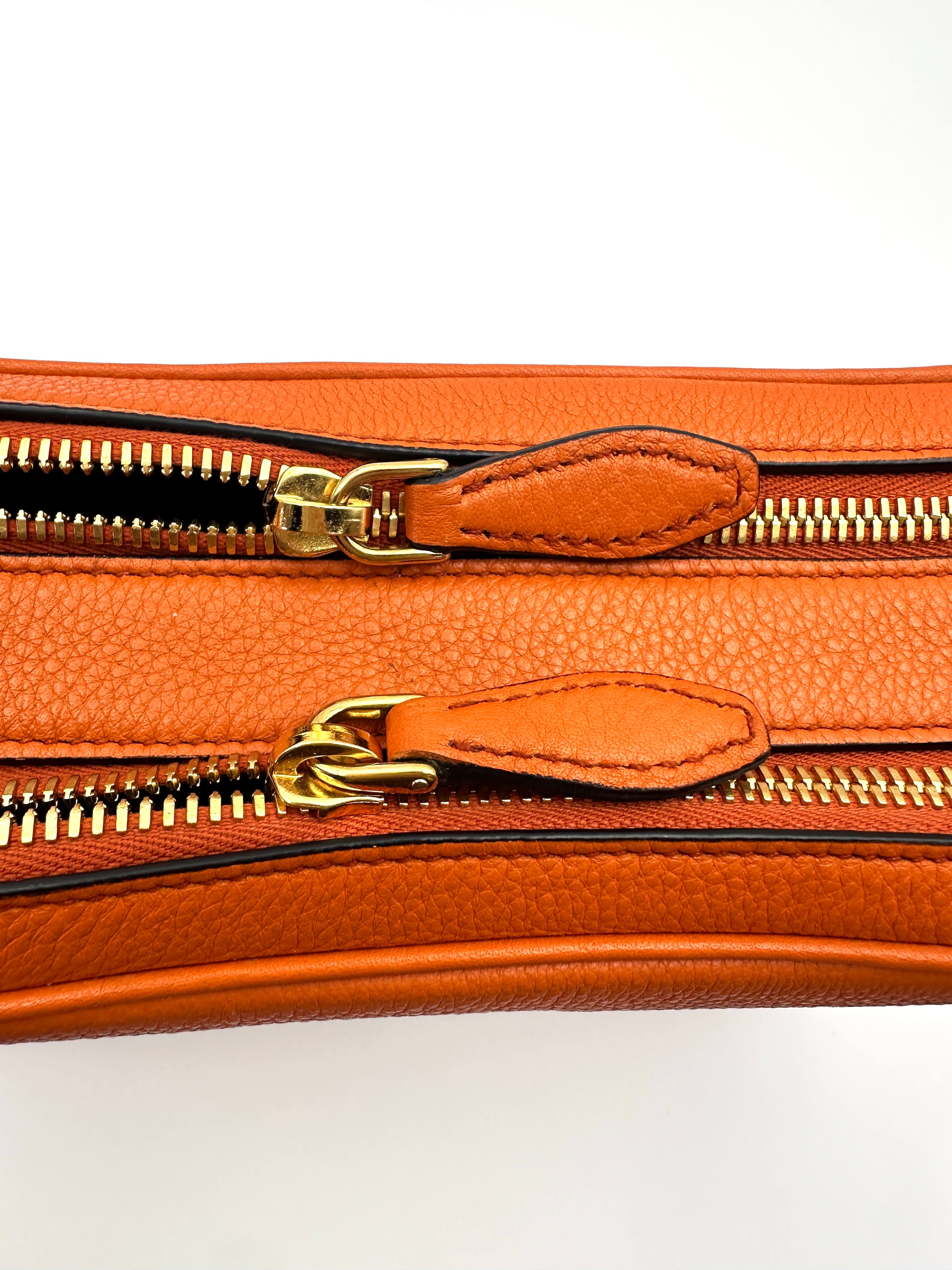 Prada Orange Saffiano Leather Camera Bag PR377