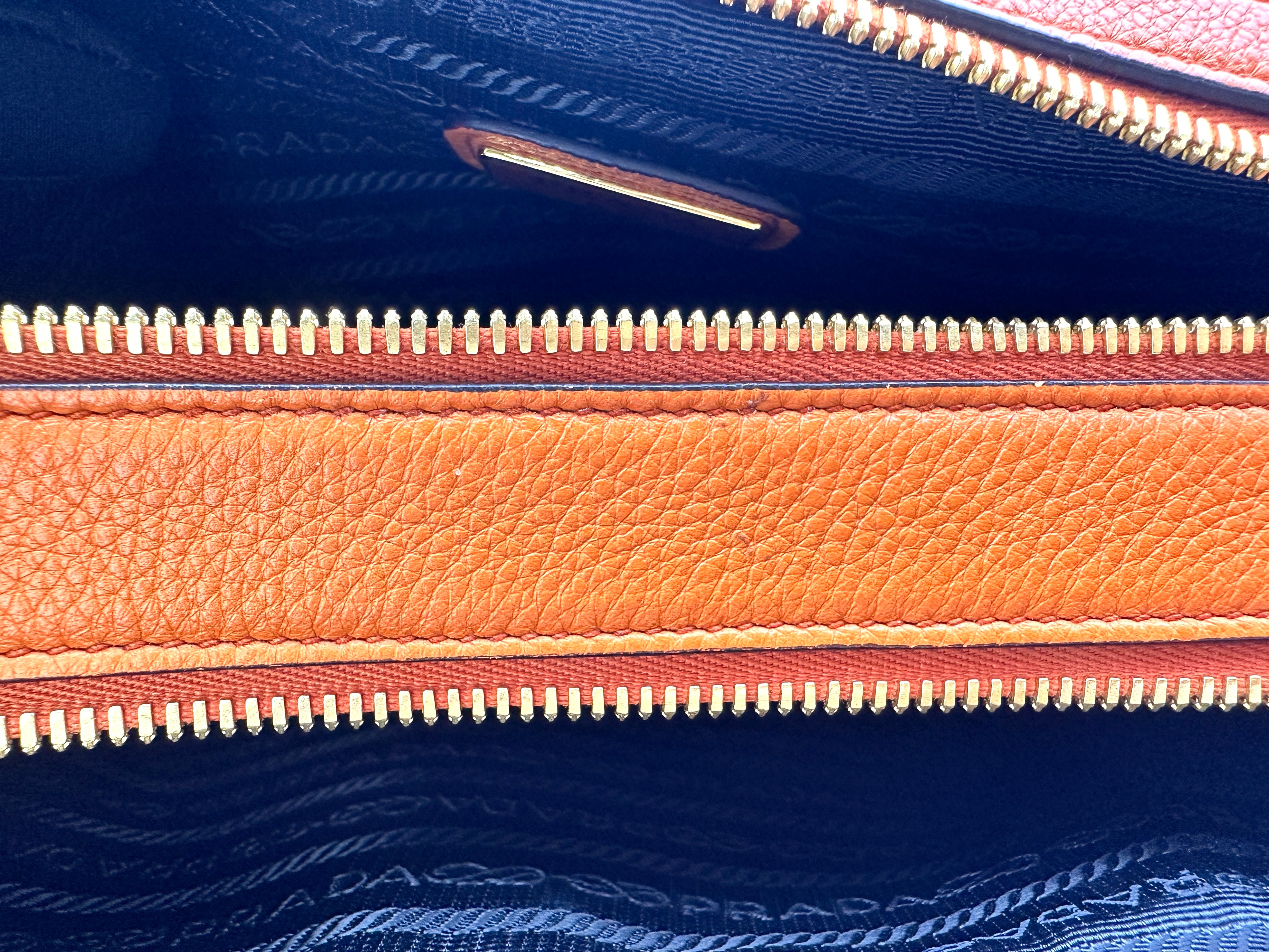 Prada Orange Saffiano Leather Camera Bag PR377
