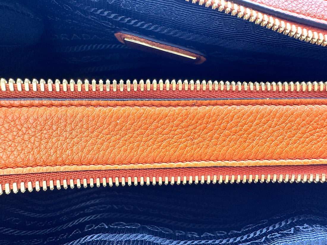 Prada Orange Saffiano Leather Camera Bag PR377