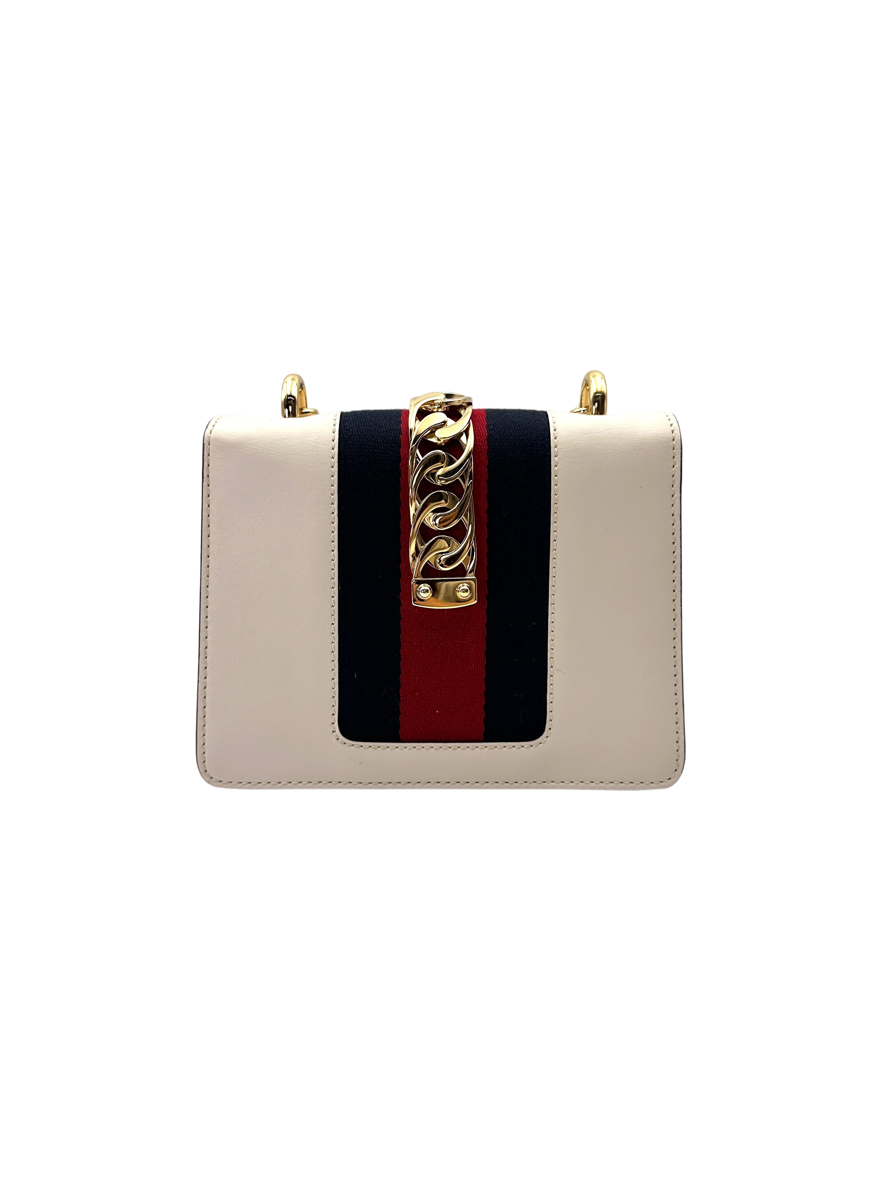 Gucci Sylvie White Leather Shoulder Bag GG1091