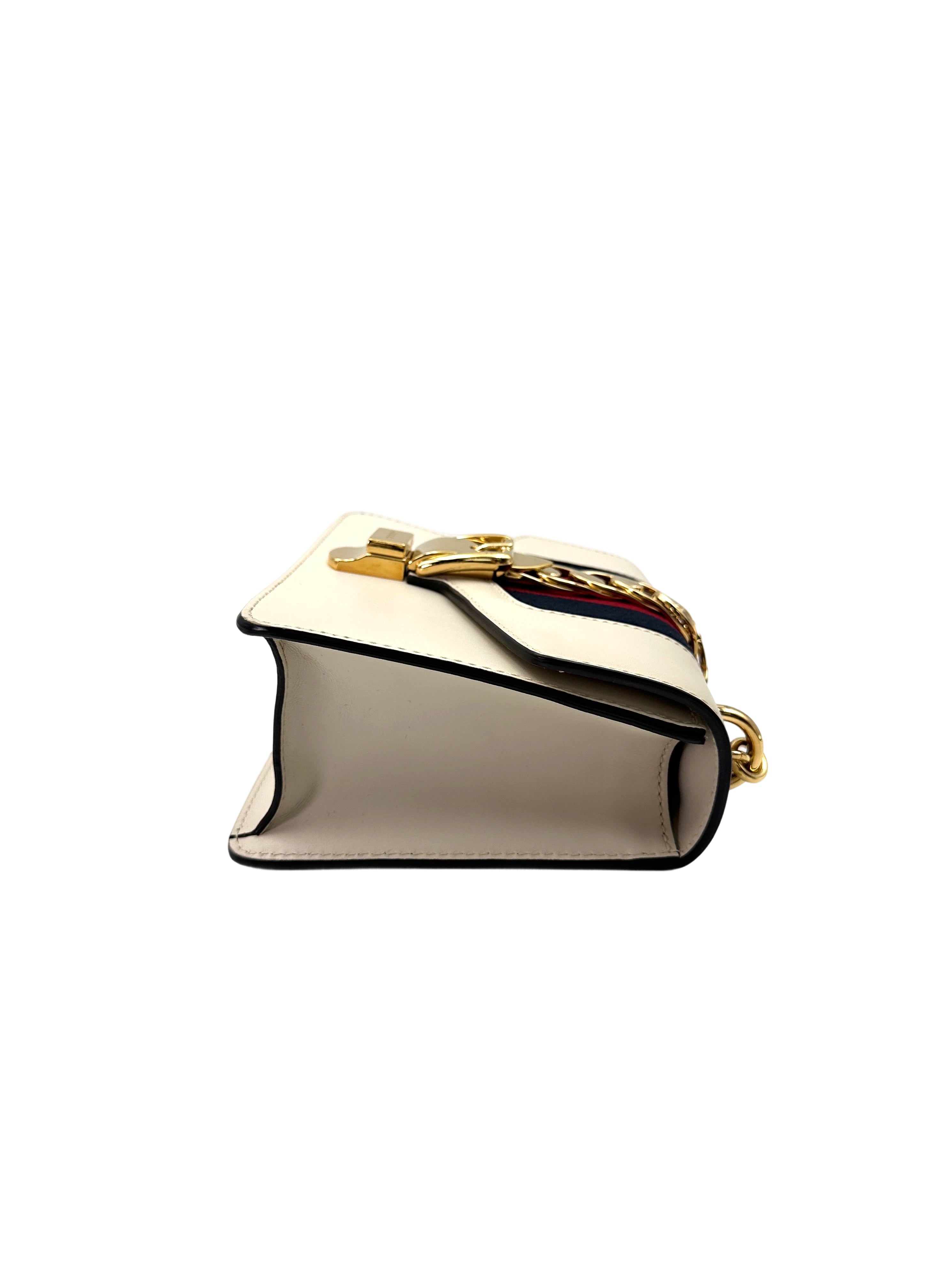 Gucci Sylvie White Leather Shoulder Bag GG1091