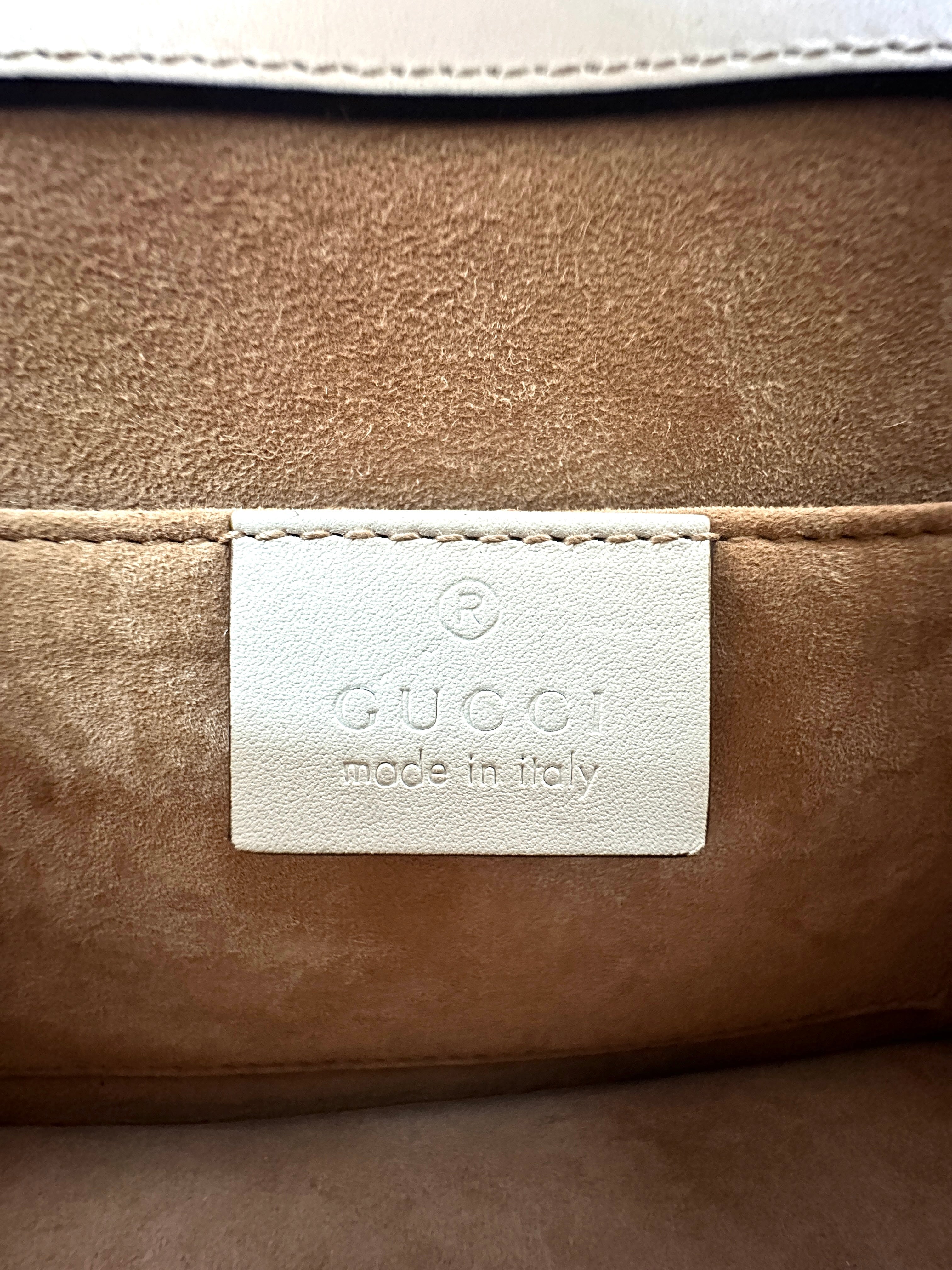 Gucci Sylvie White Leather Shoulder Bag GG1091