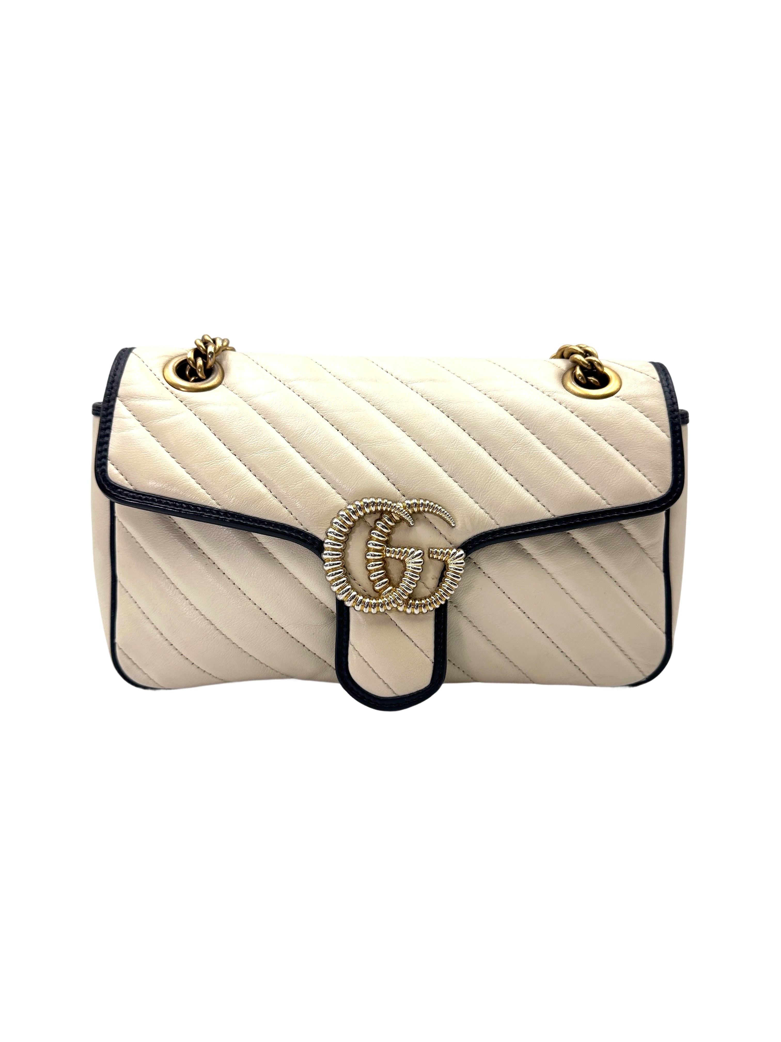 Gucci GG Marmont White Matelasse Leather Shoulder Bag GG1089