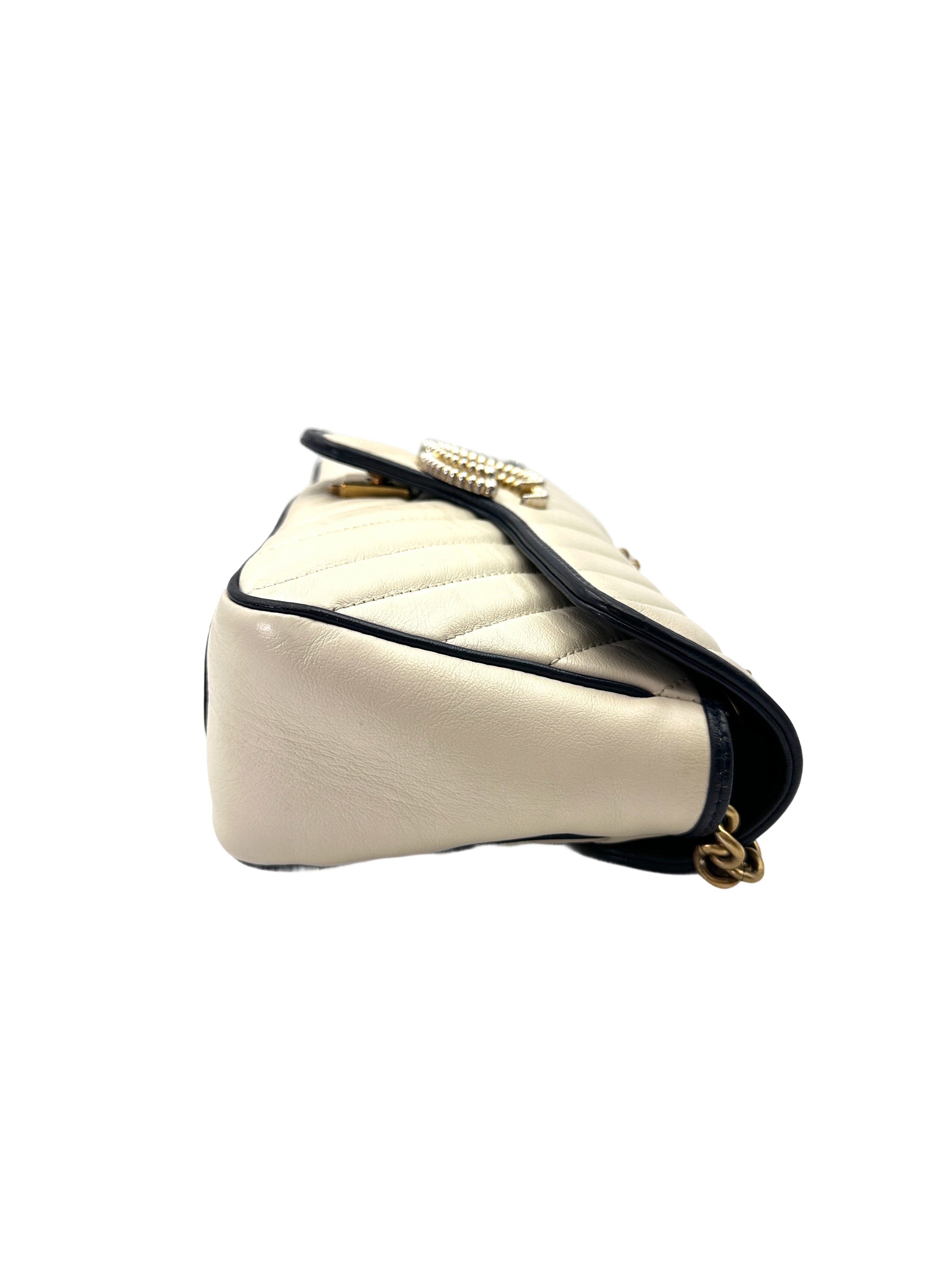 Gucci GG Marmont White Matelasse Leather Shoulder Bag GG1089