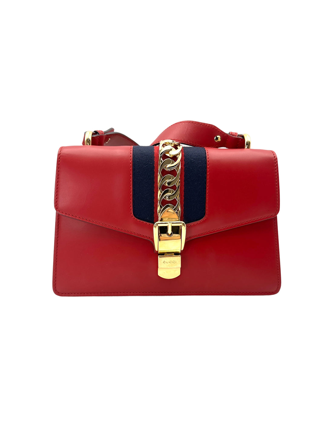 Gucci Sylvie Red Leather Shoulder Bag GG1092