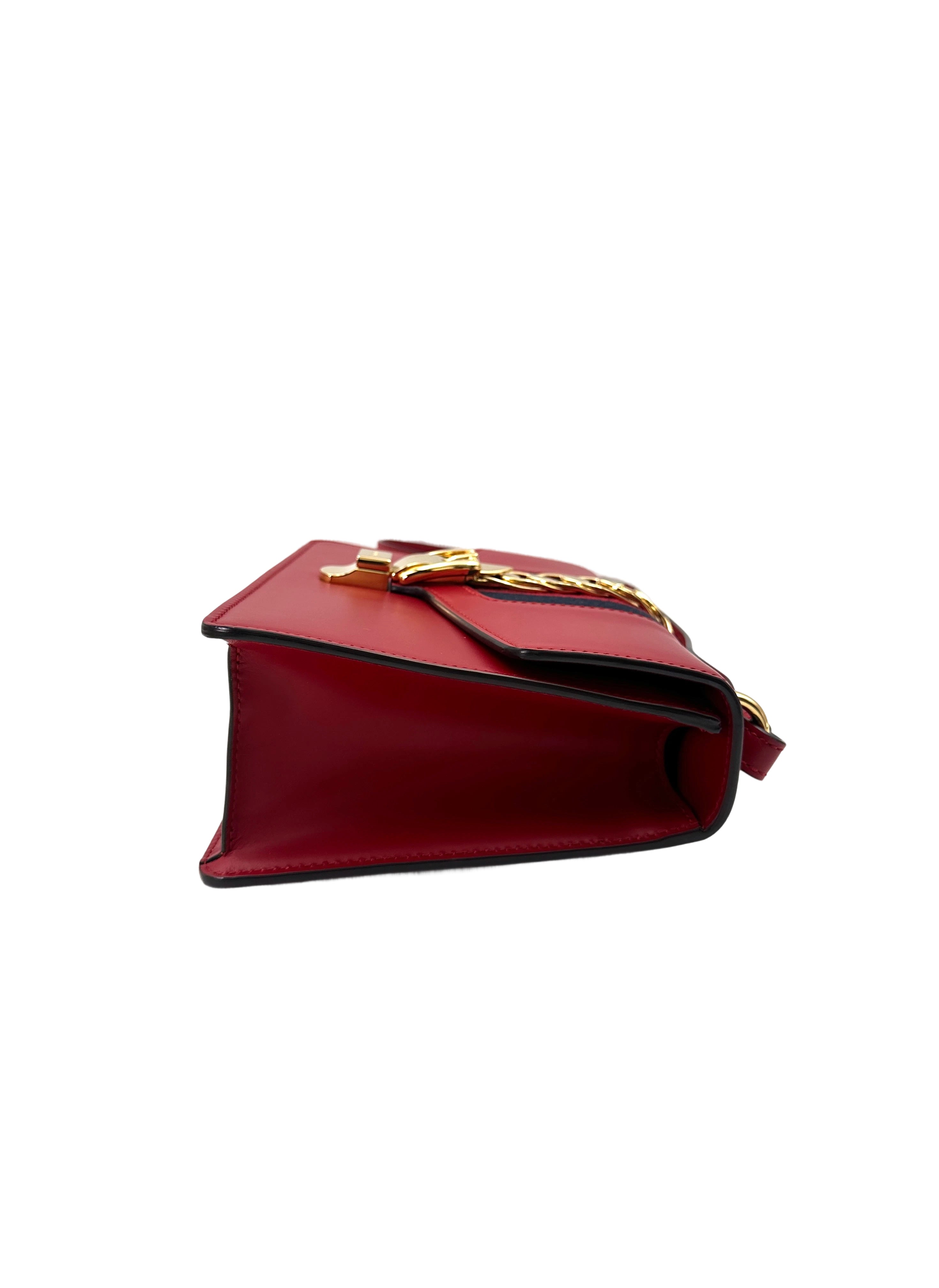 Gucci Sylvie Red Leather Shoulder Bag GG1092