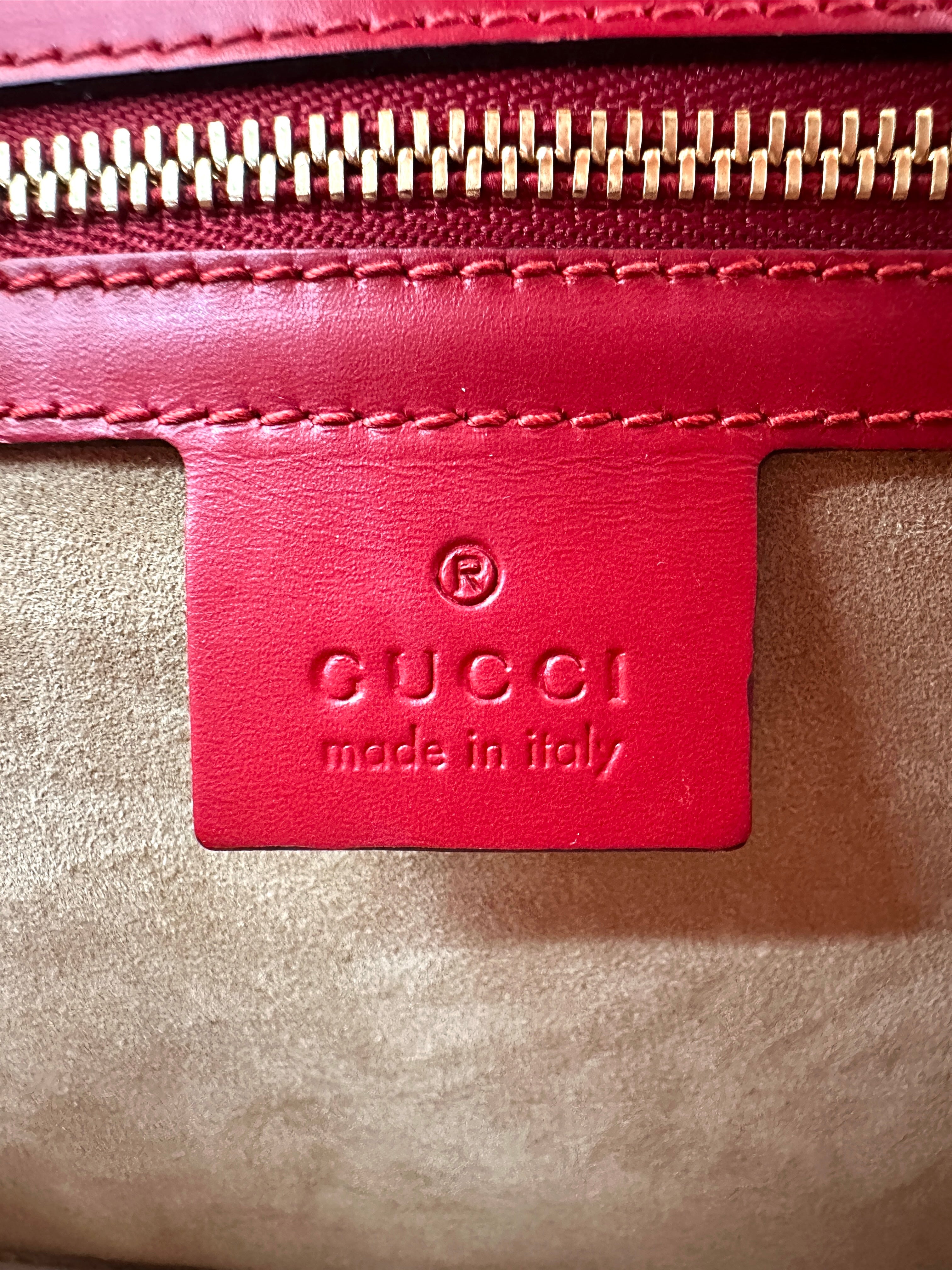 Gucci Sylvie Red Leather Shoulder Bag GG1092