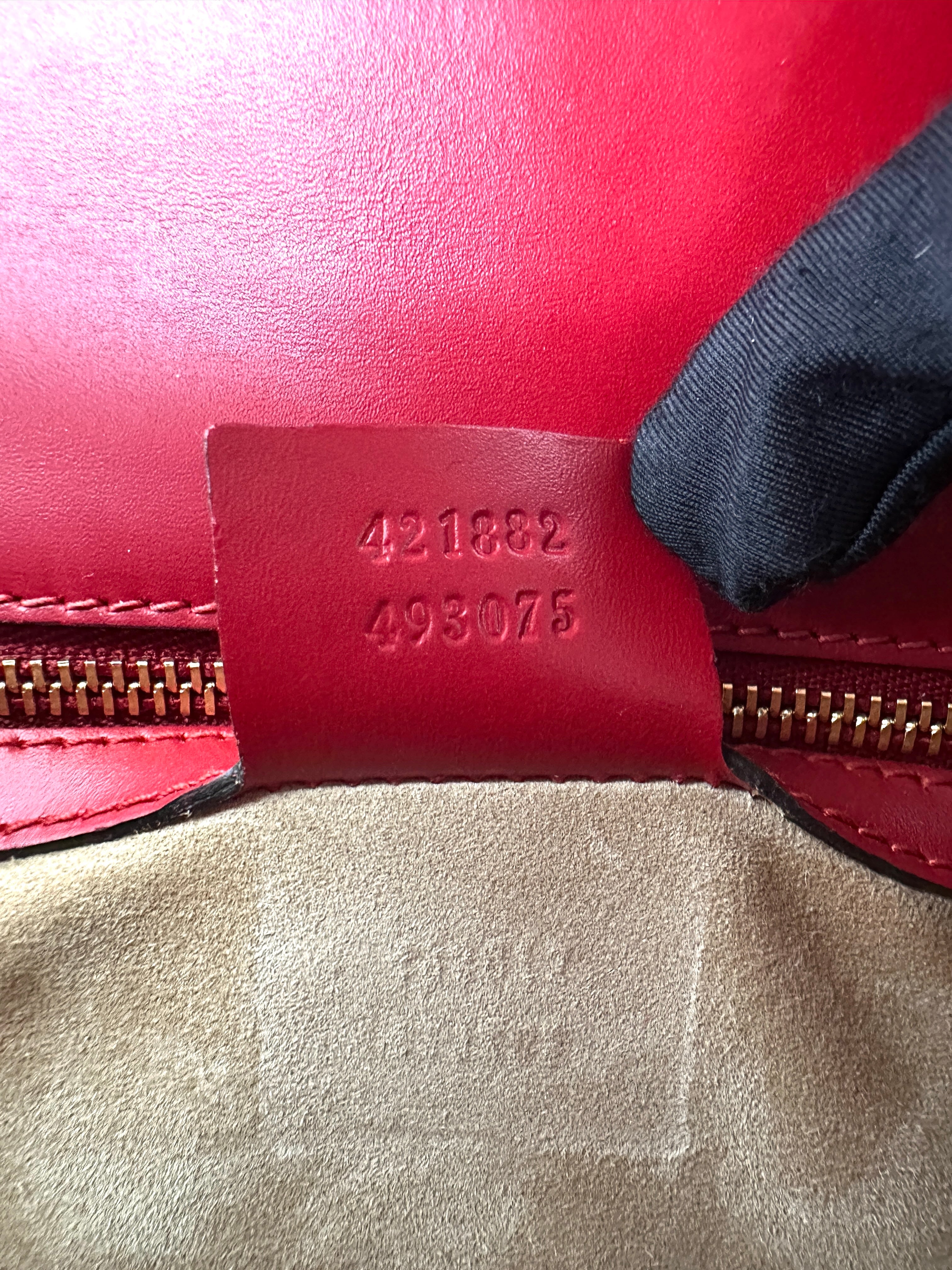 Gucci Sylvie Red Leather Shoulder Bag GG1092