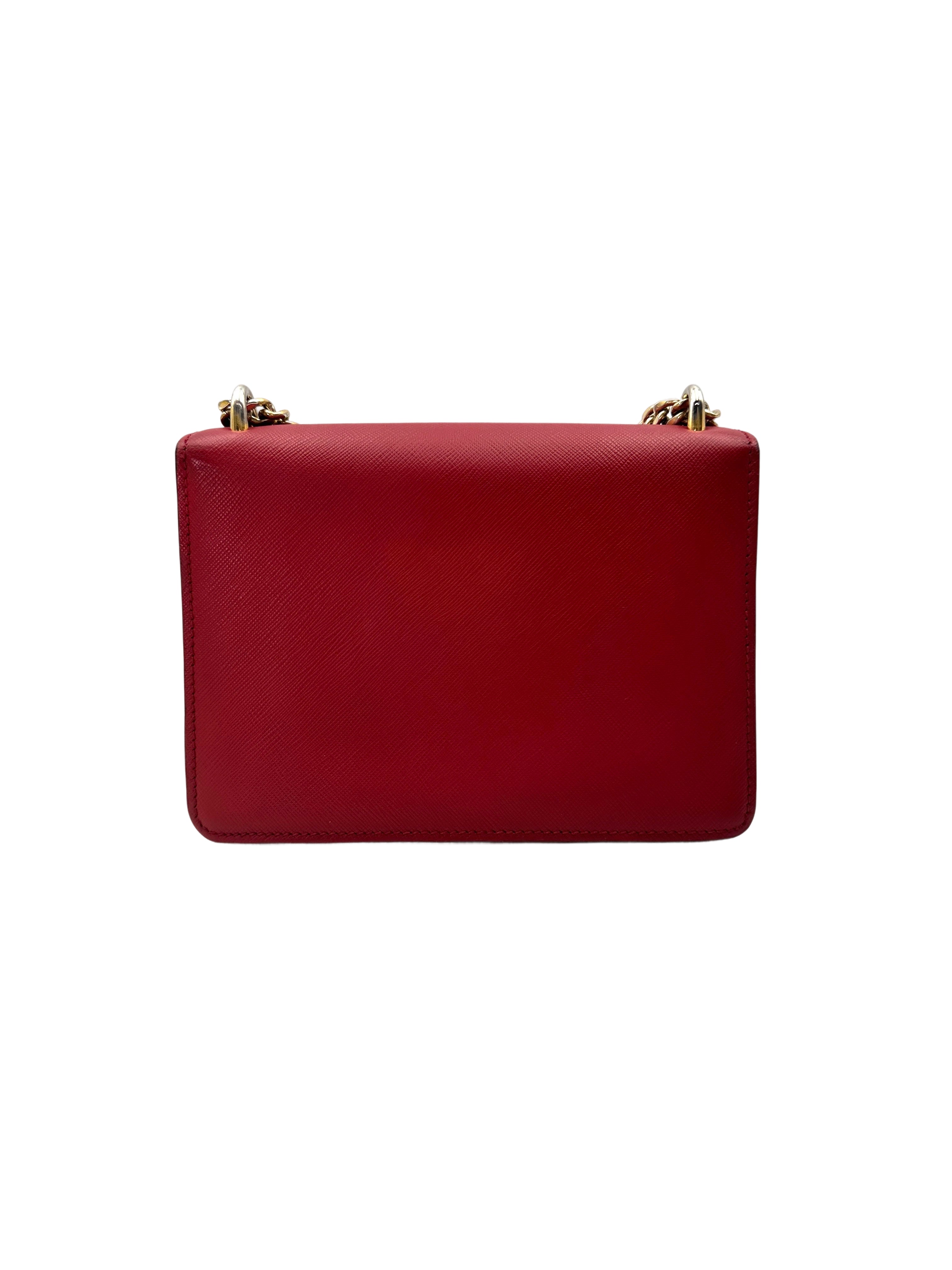 Prada Red Saffiano Leather Envelope Shoulder Bag PR376