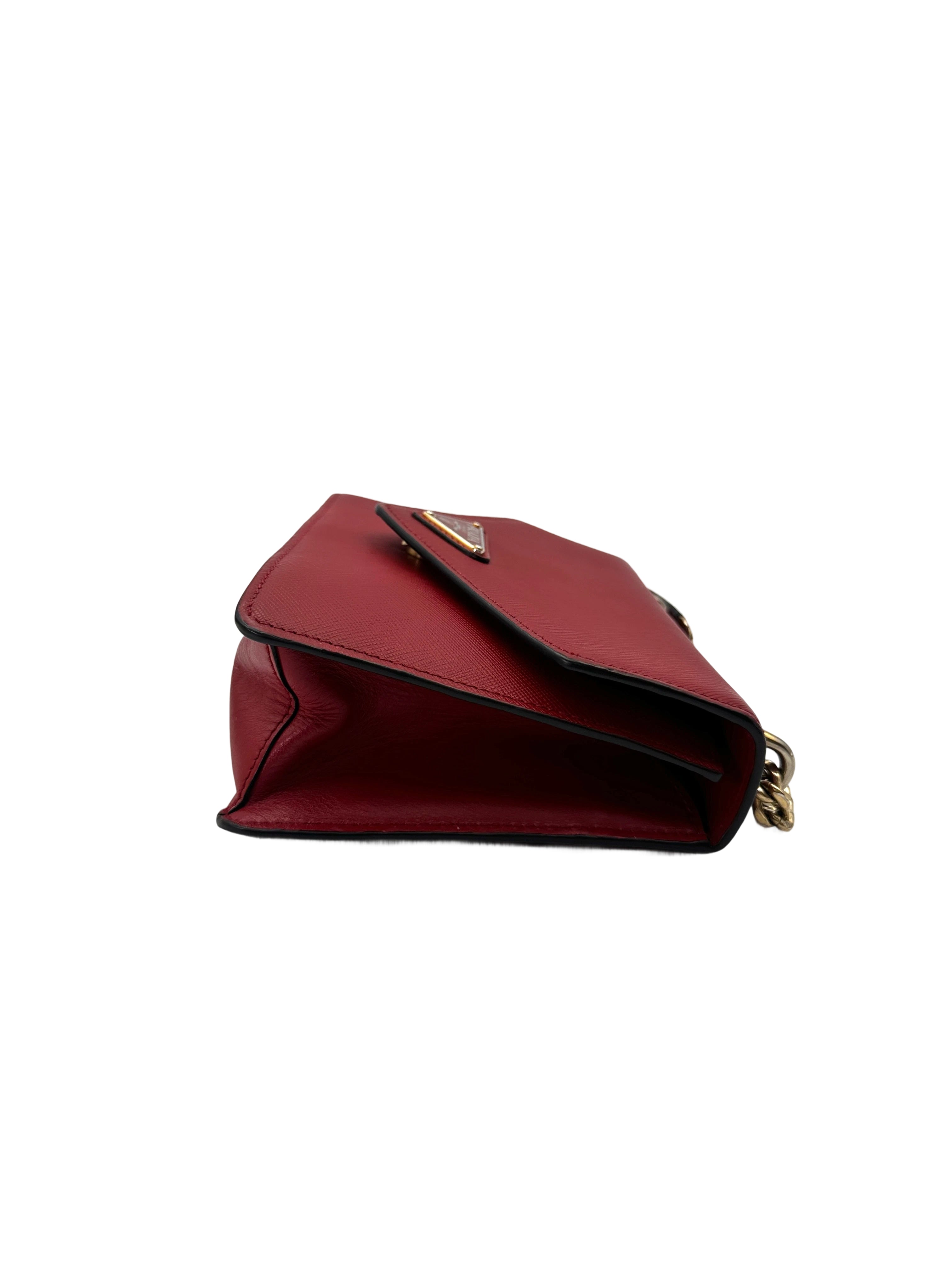 Prada Red Saffiano Leather Envelope Shoulder Bag PR376