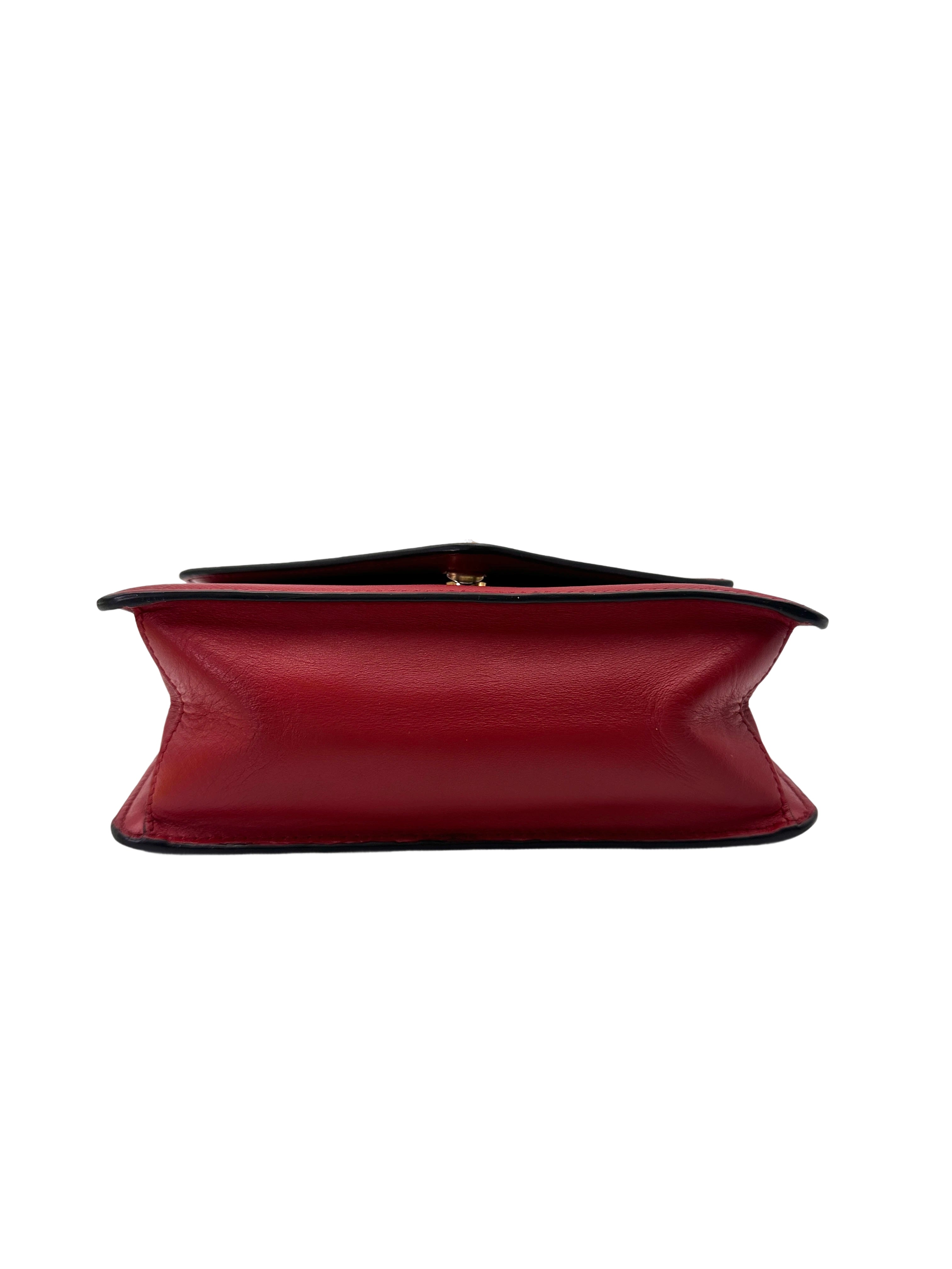 Prada Red Saffiano Leather Envelope Shoulder Bag PR376