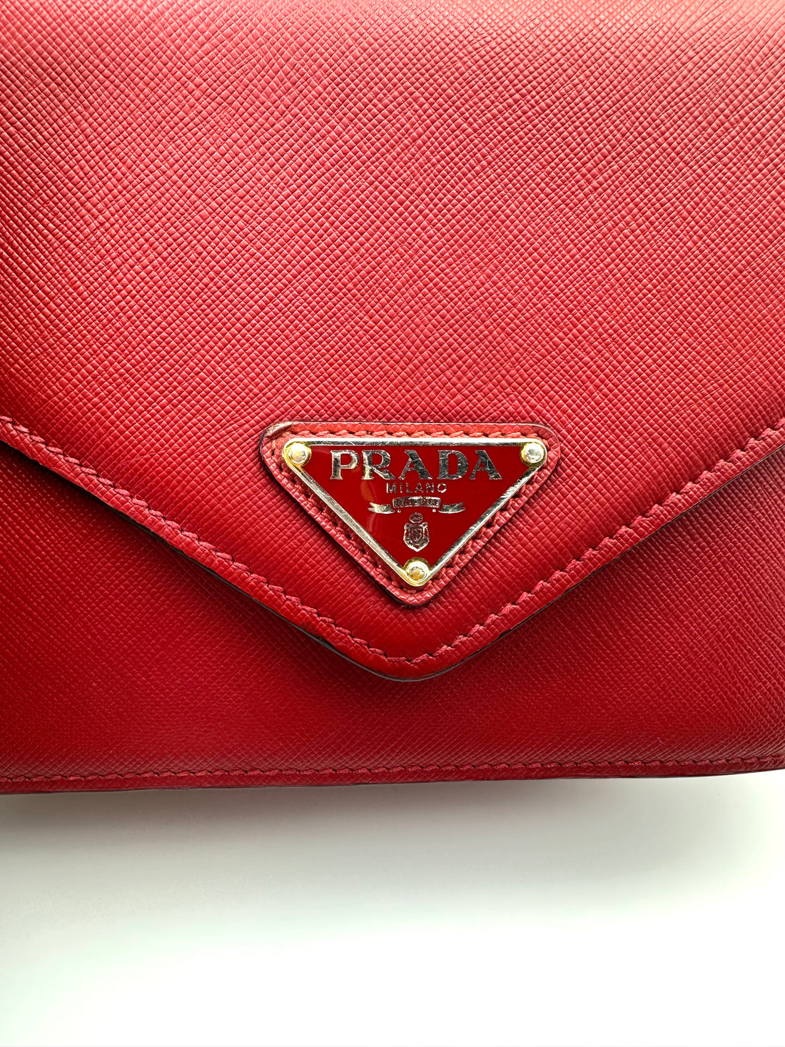 Prada Red Saffiano Leather Envelope Shoulder Bag PR376