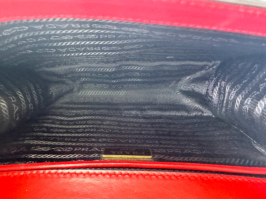 Prada Red Saffiano Leather Envelope Shoulder Bag PR376
