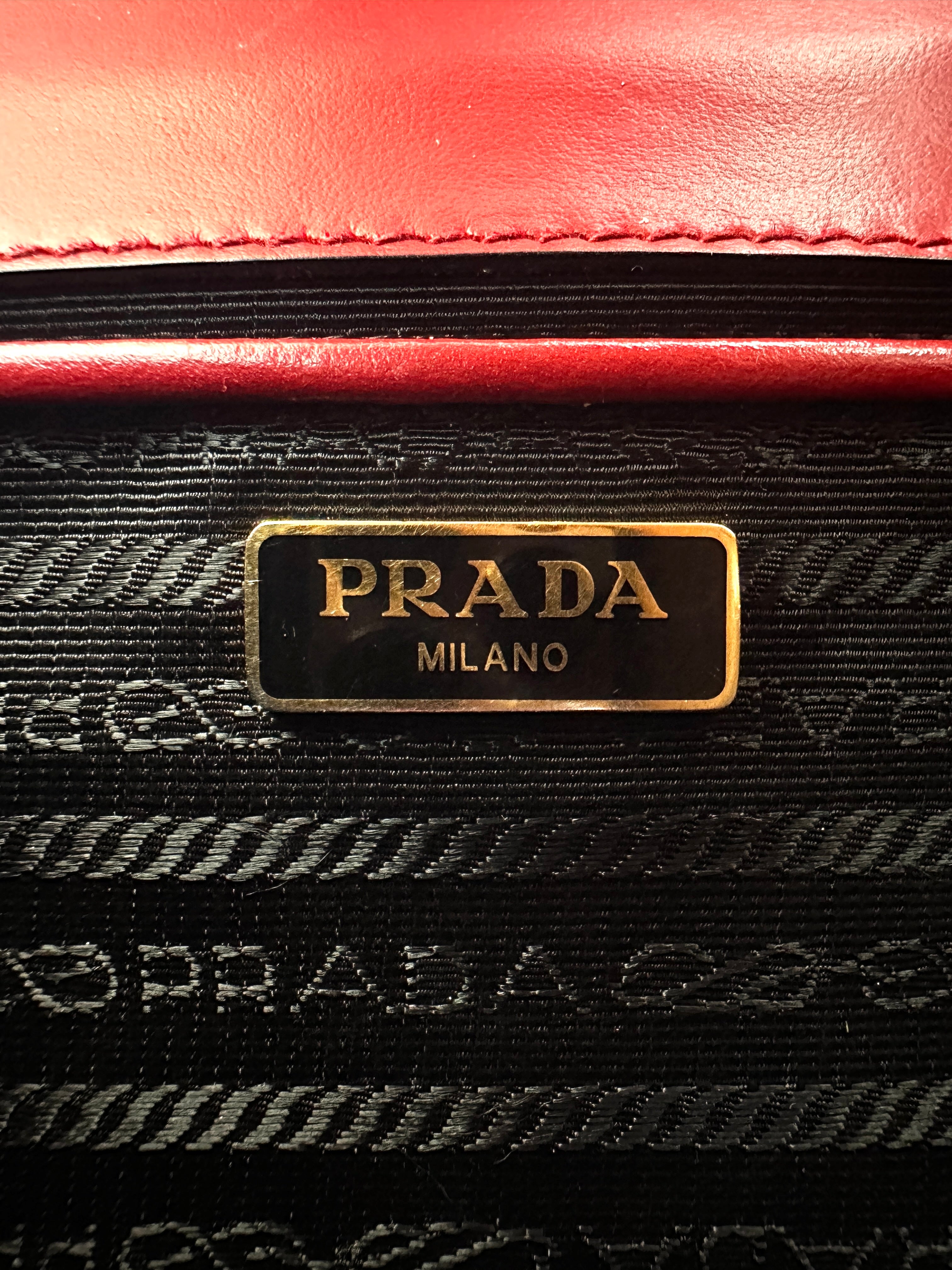 Prada Red Saffiano Leather Envelope Shoulder Bag PR376
