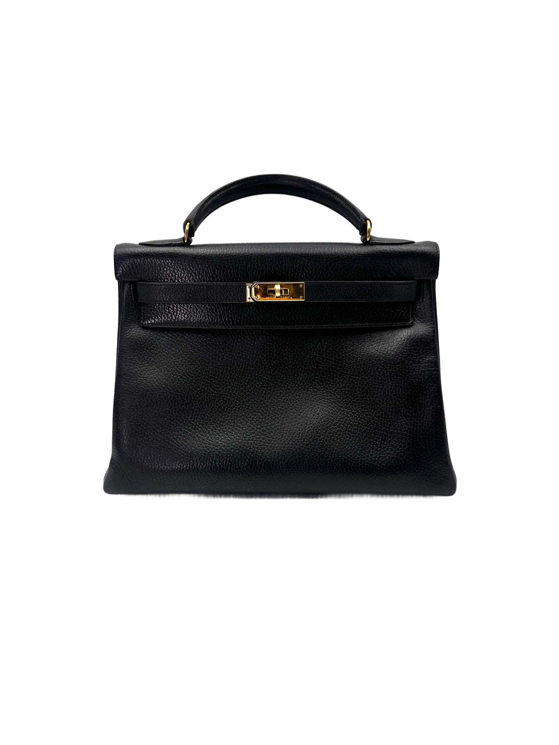 Hermes Kelly32 Black Leather Top Handle Bag HR114