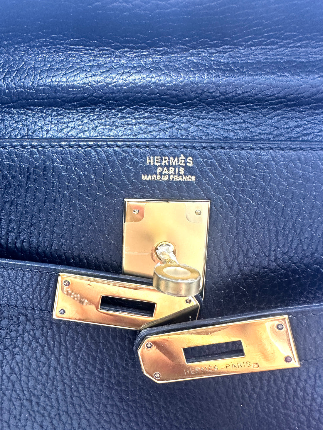 Hermes Kelly32 Black Leather Top Handle Bag HR114