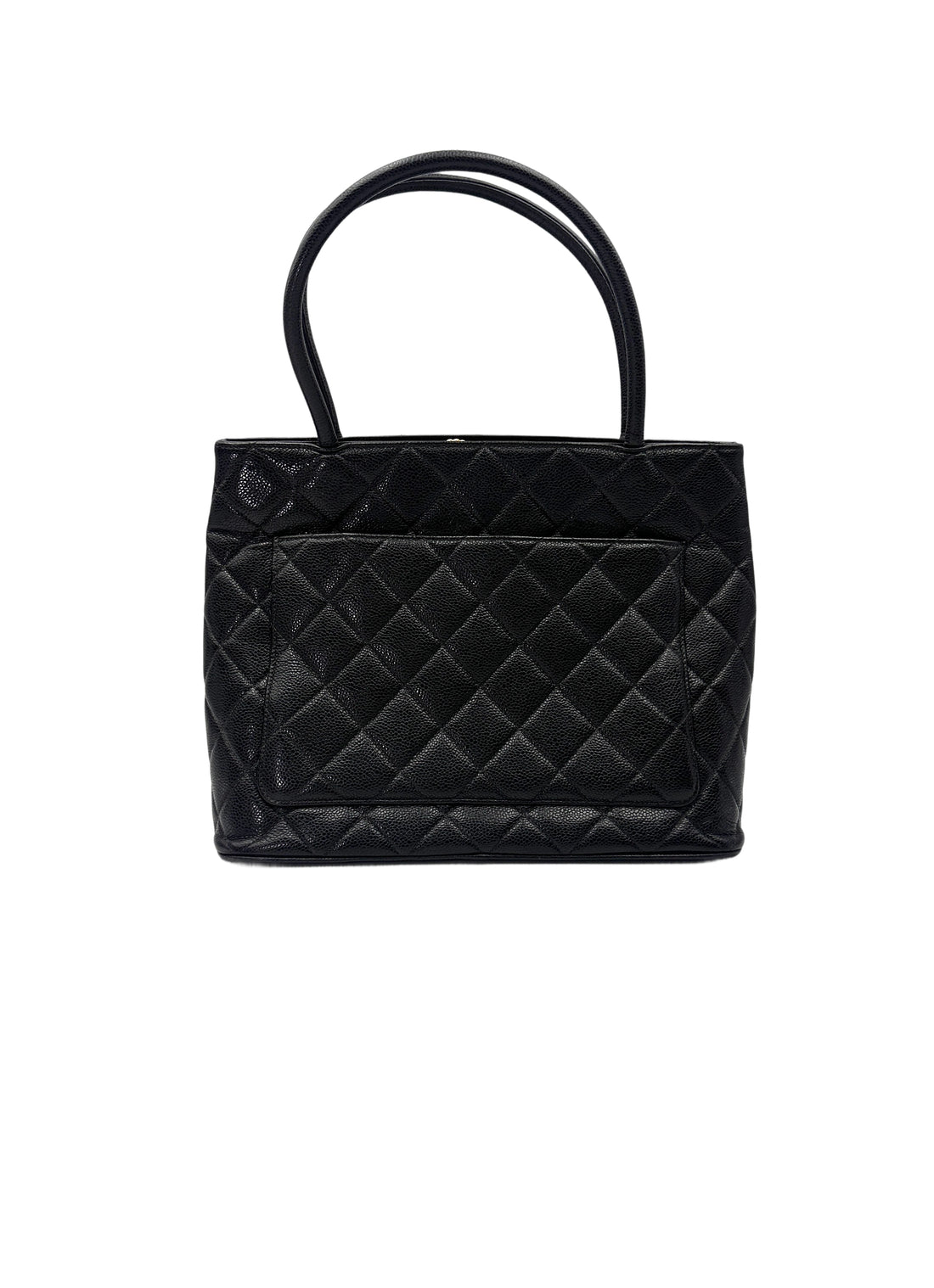 Chanel Medallion Black Quilted Leather Small Size Tote Handle Bag(71***28) CC2008