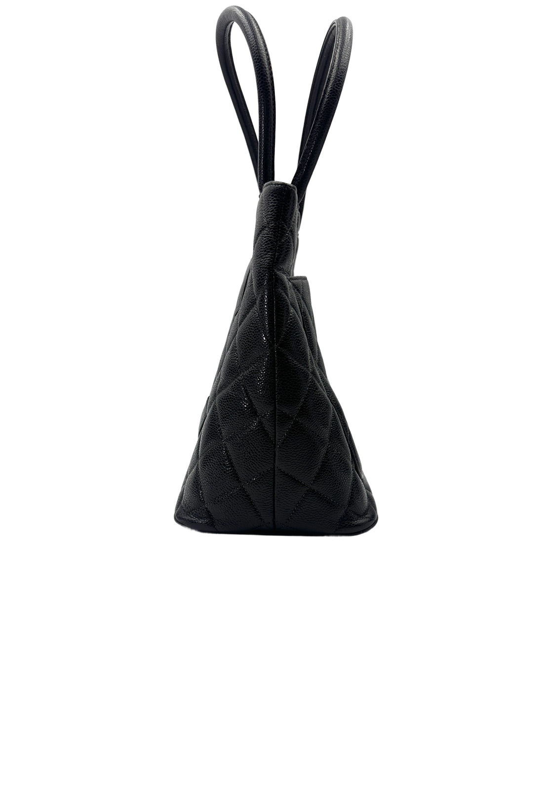 Chanel Medallion Black Quilted Leather Small Size Tote Handle Bag(71***28) CC2008
