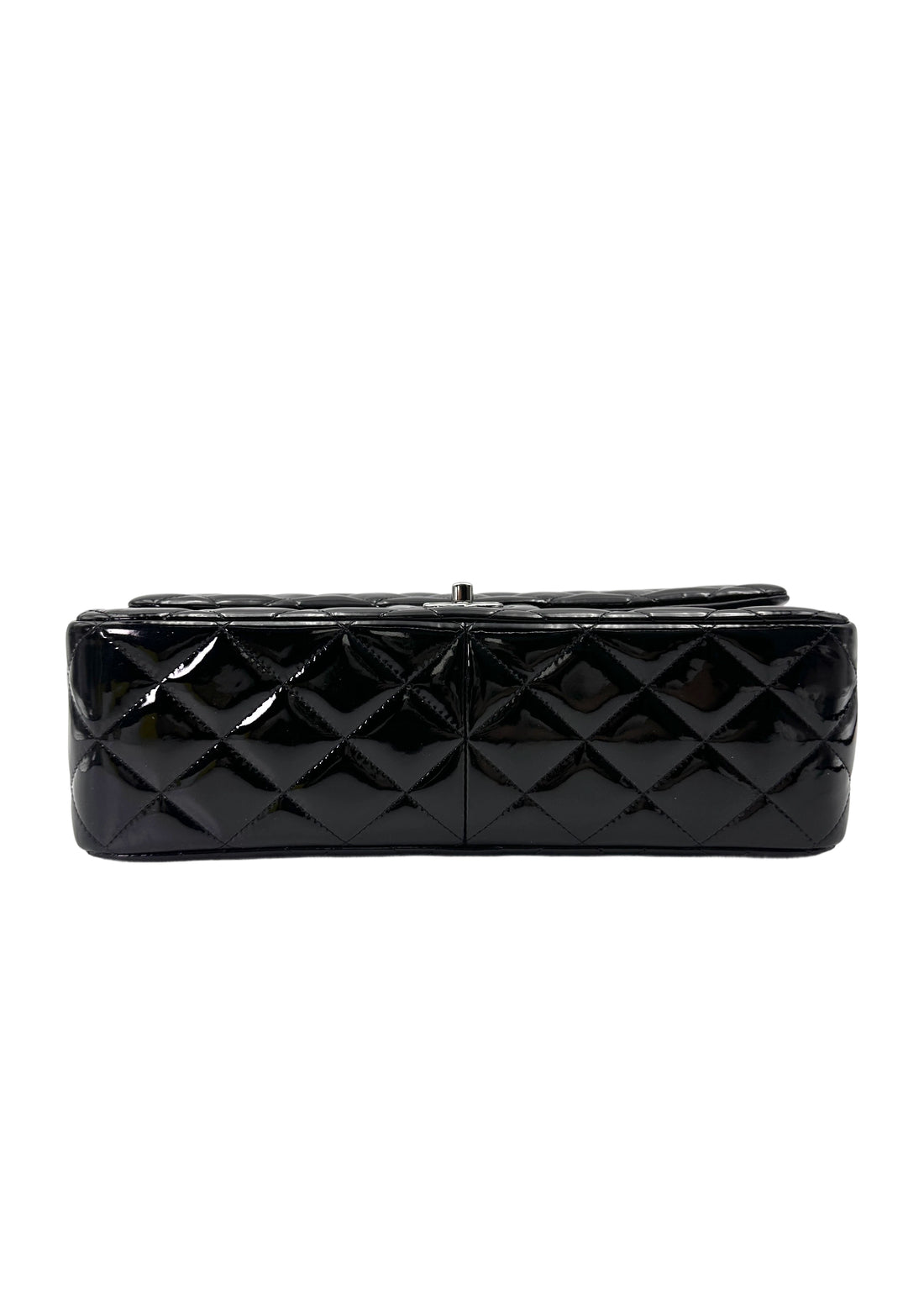 Chanel Classic Flap Black Quilted Patent Leather Jumbo Shoulder Bag With Silver Buckle(19***85) CC2010-1