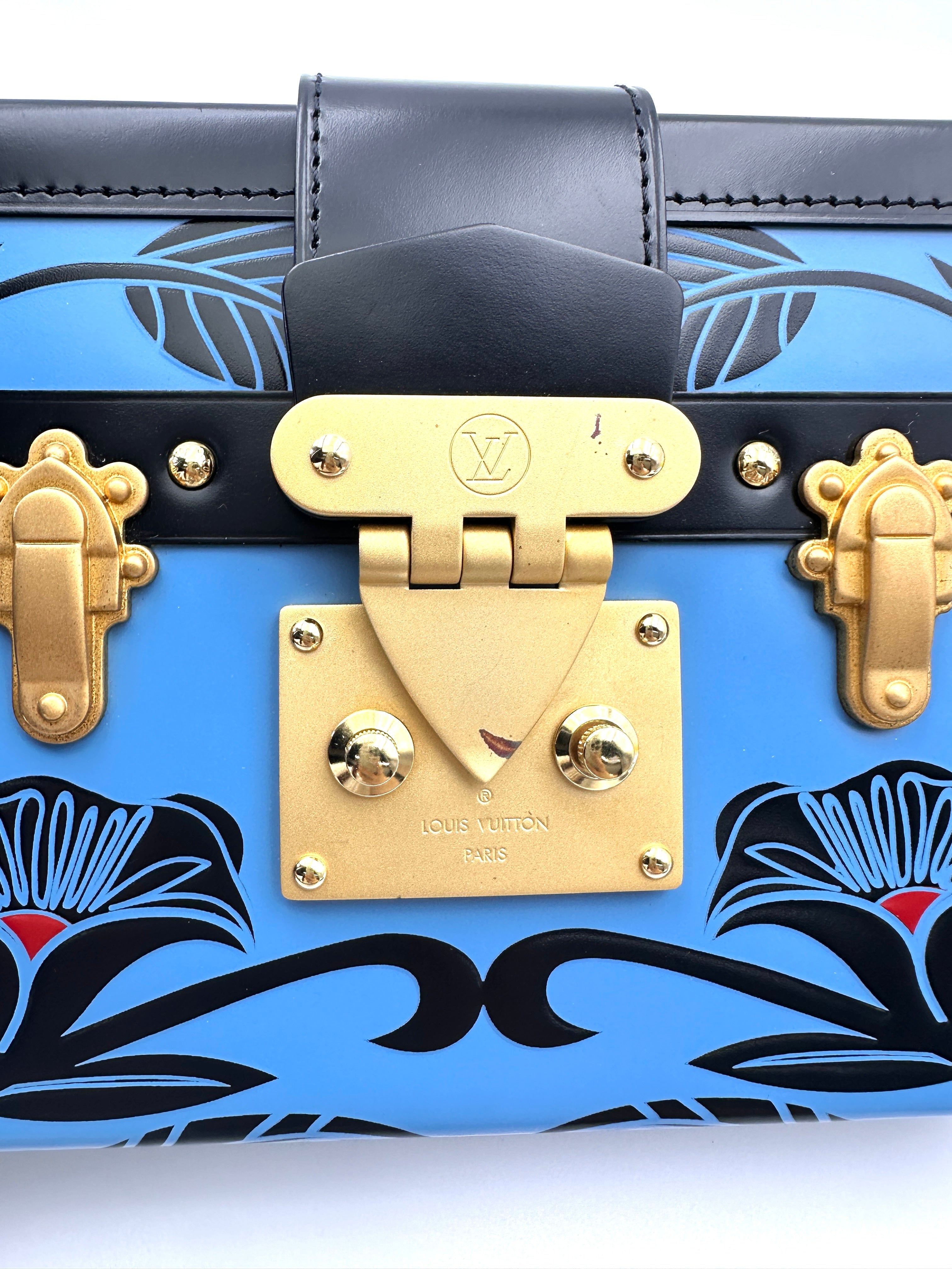 Louis Vuitton Petite Malle Blue Floral Printed Monogram Shoulder Bag LV2824