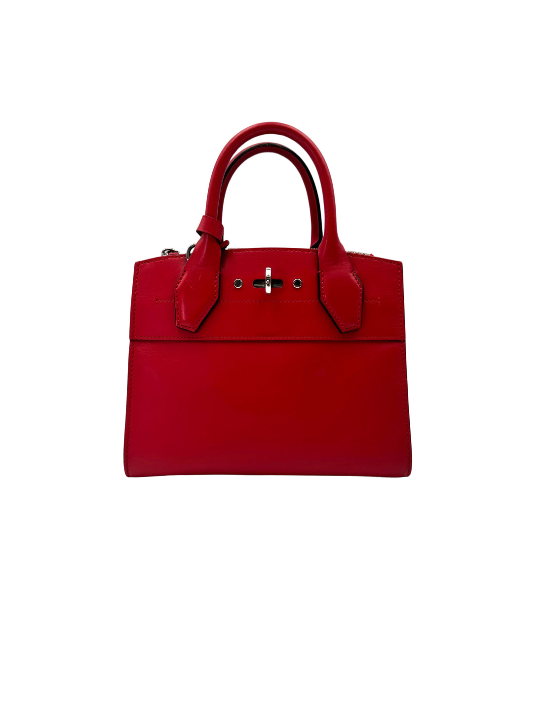 Louis Vuitton City Steamer Red Grained Leather Handle Bag LV2818