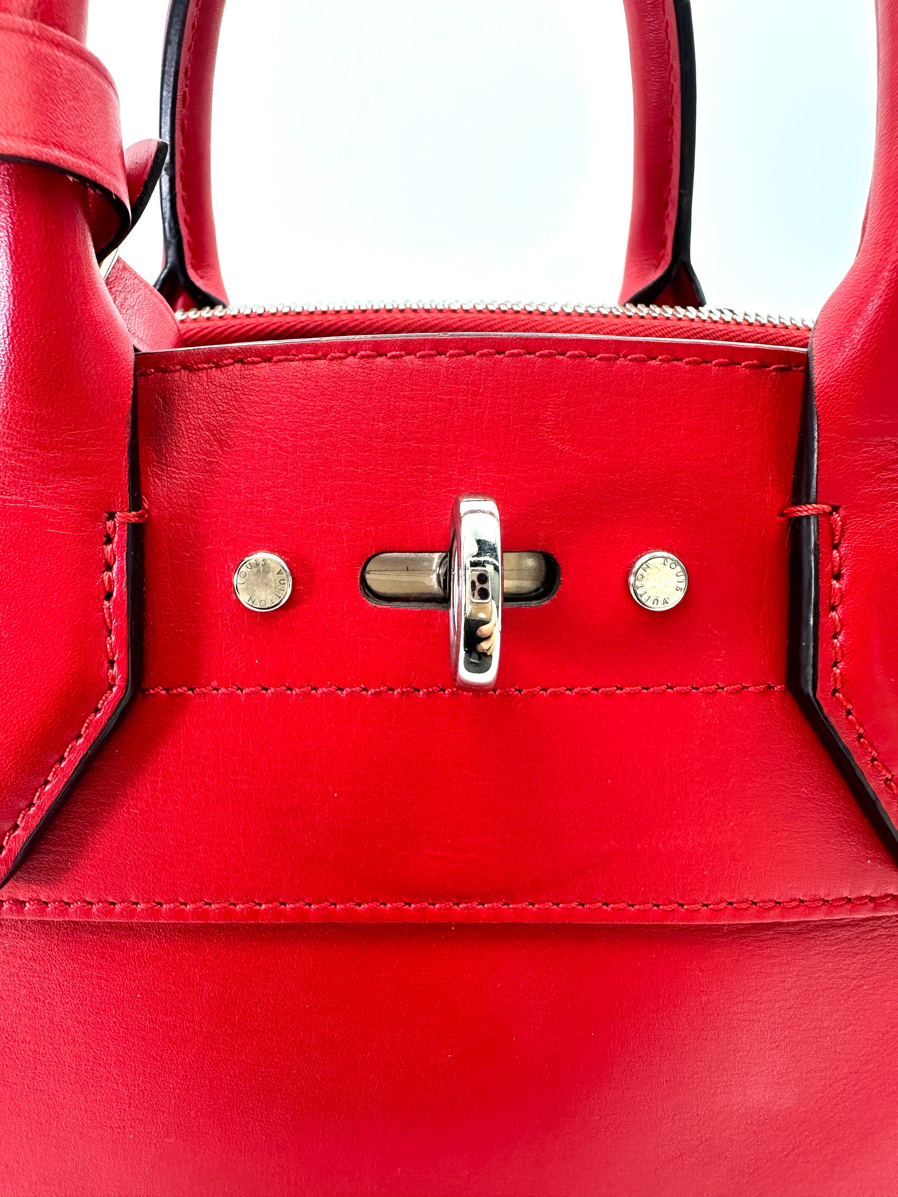 Louis Vuitton City Steamer Red Grained Leather Handle Bag LV2818