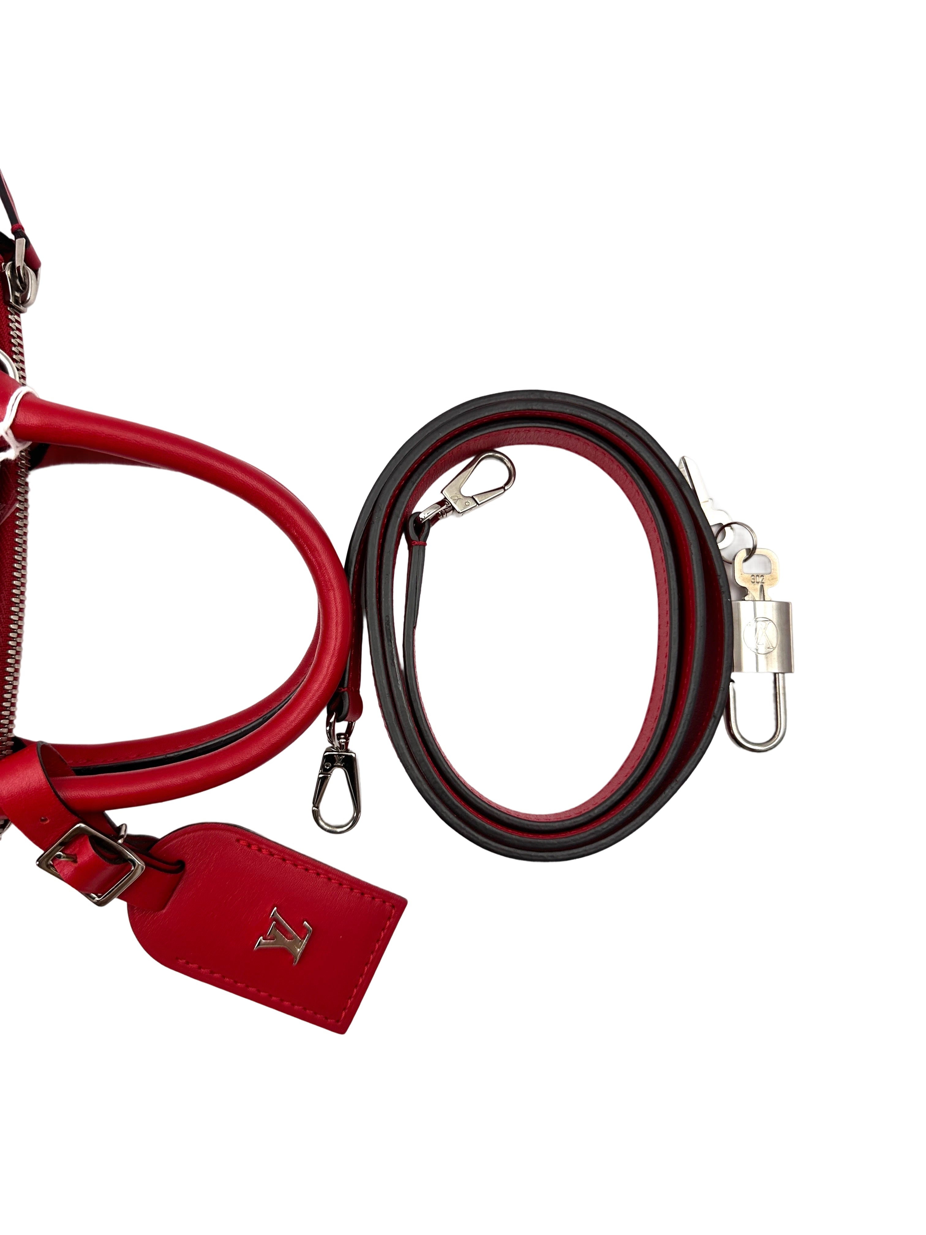 Louis Vuitton City Steamer Red Grained Leather Handle Bag LV2818