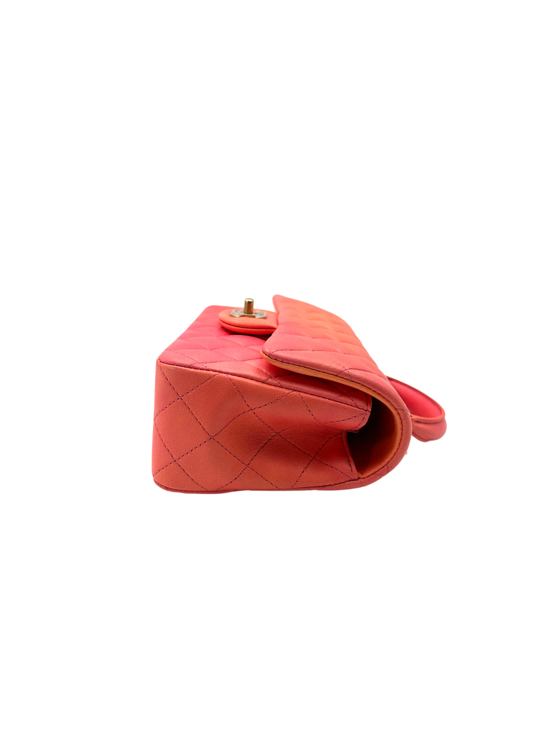 Chanel Classic Flap Pink Orange Ombre Quilted Lambskin Top Handle Bag(T9***X1) CC2013