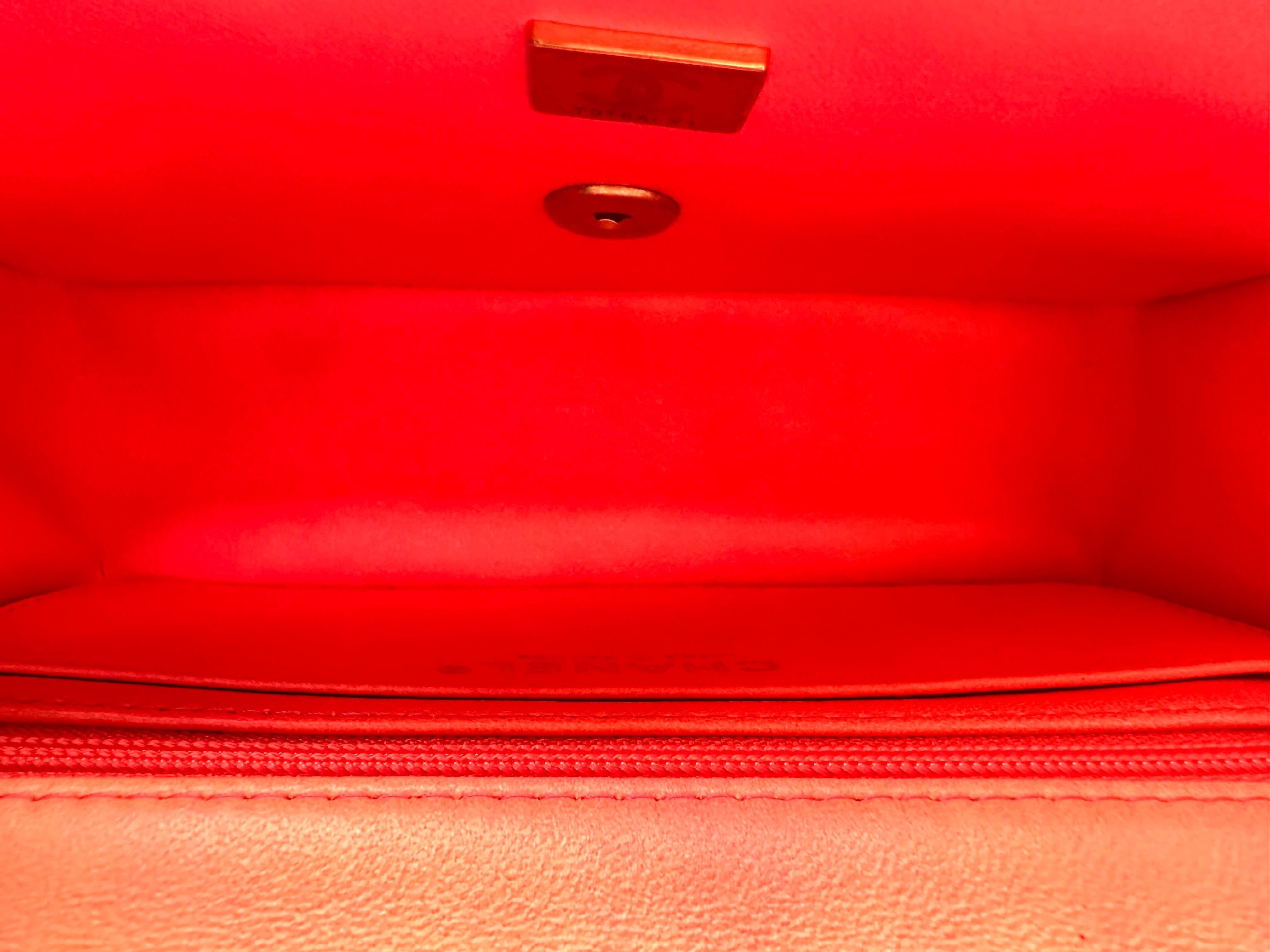 Chanel Classic Flap Pink Orange Ombre Quilted Lambskin Top Handle Bag(T9***X1) CC2013