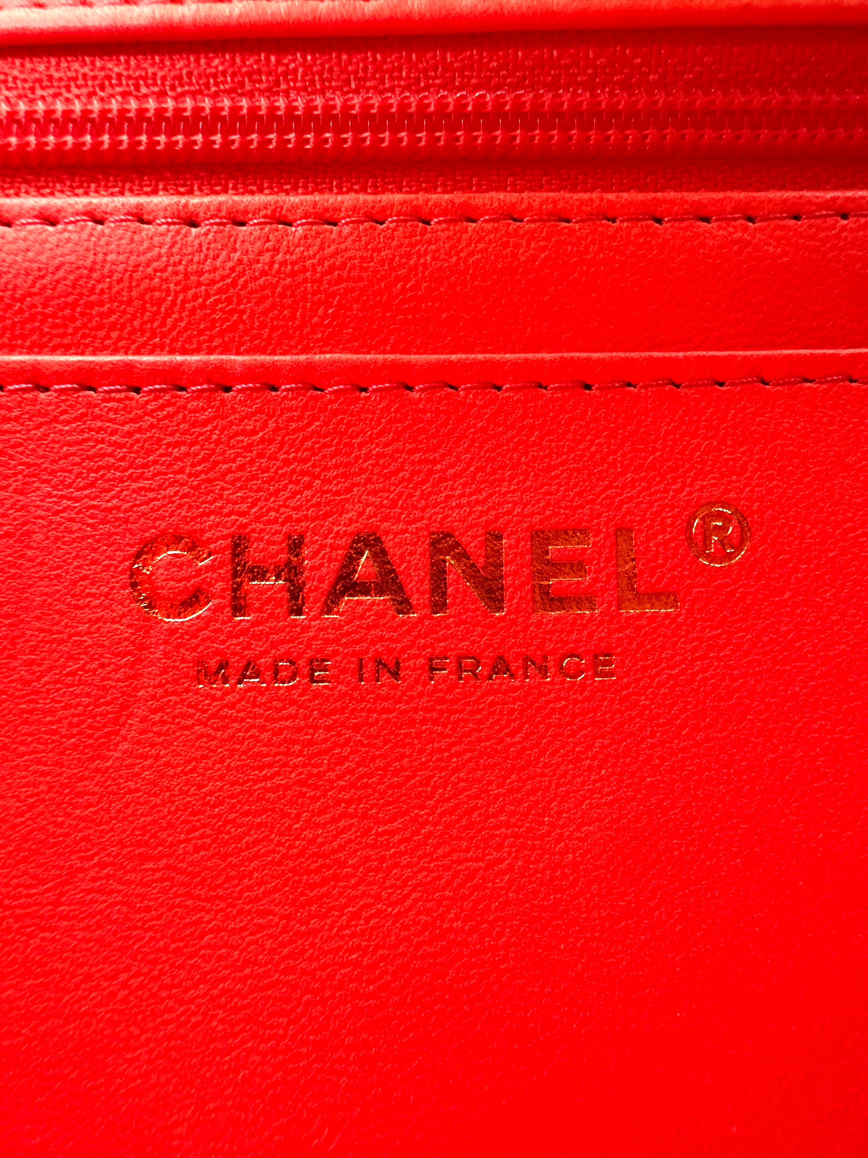 Chanel Classic Flap Pink Orange Ombre Quilted Lambskin Top Handle Bag(T9***X1) CC2013