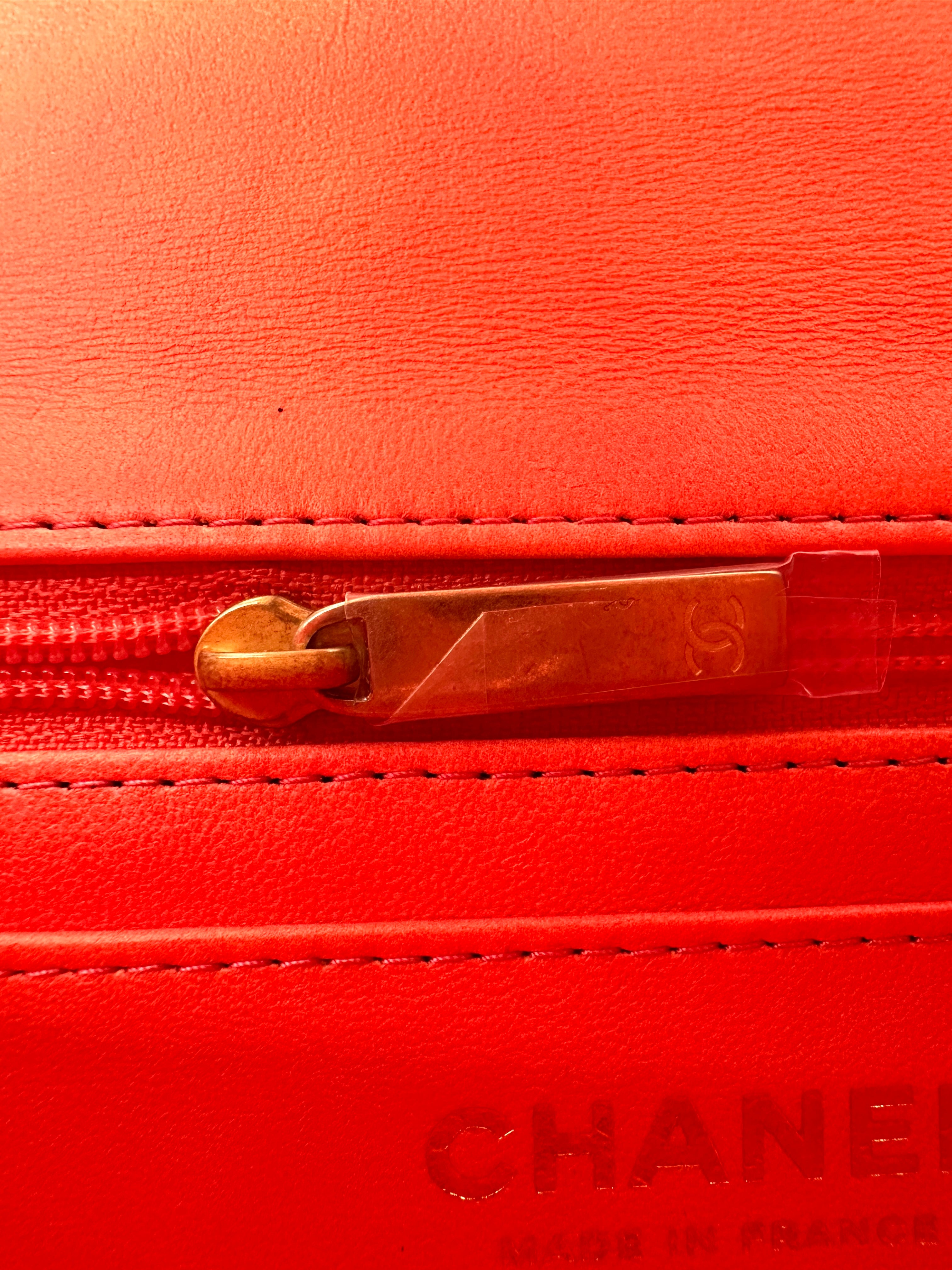 Chanel Classic Flap Pink Orange Ombre Quilted Lambskin Top Handle Bag(T9***X1) CC2013