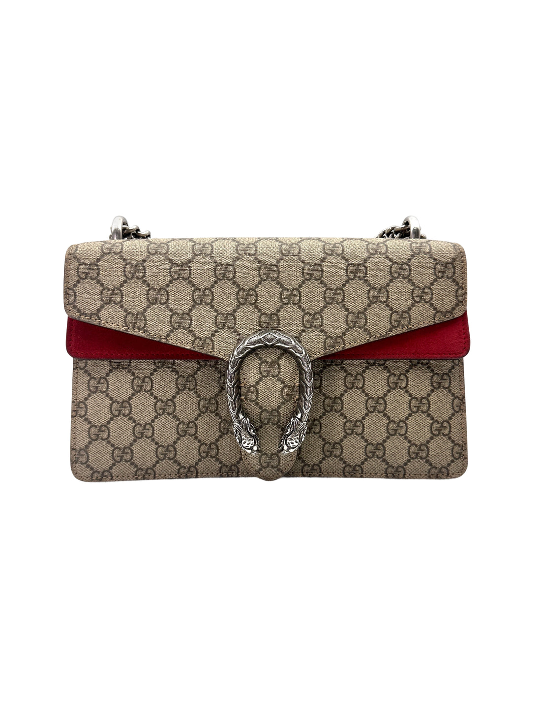 Gucci Dionysus GG Supreme Canvas Shoulder Bag With Red Tirm GG1093
