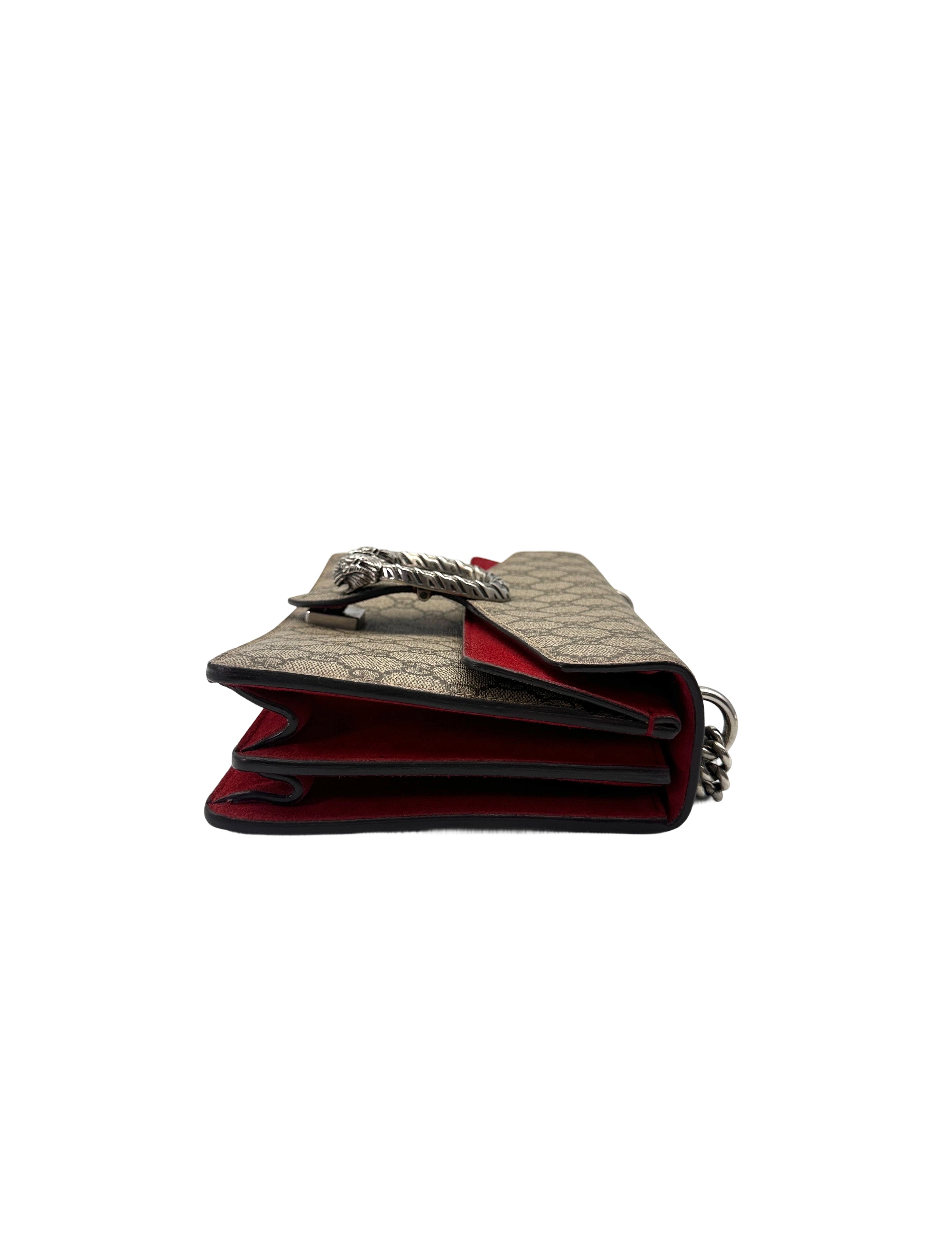 Gucci Dionysus GG Supreme Canvas Shoulder Bag With Red Tirm GG1093