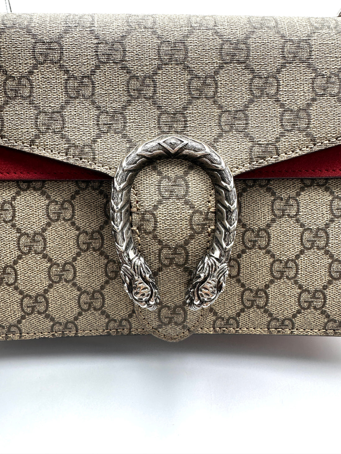 Gucci Dionysus GG Supreme Canvas Shoulder Bag With Red Tirm GG1093
